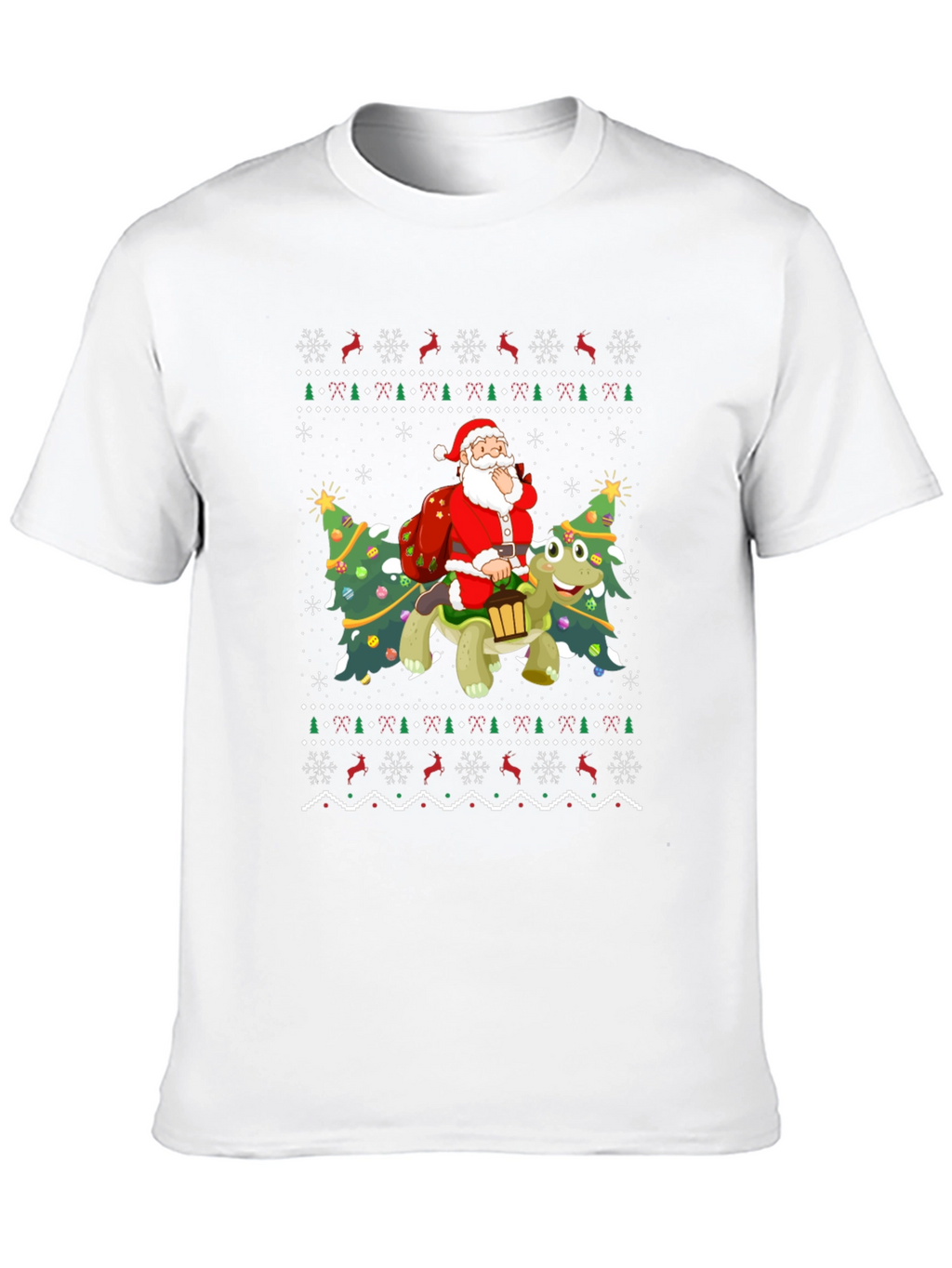 Festive Santa Turtle Ugly Christmas T-Shirt