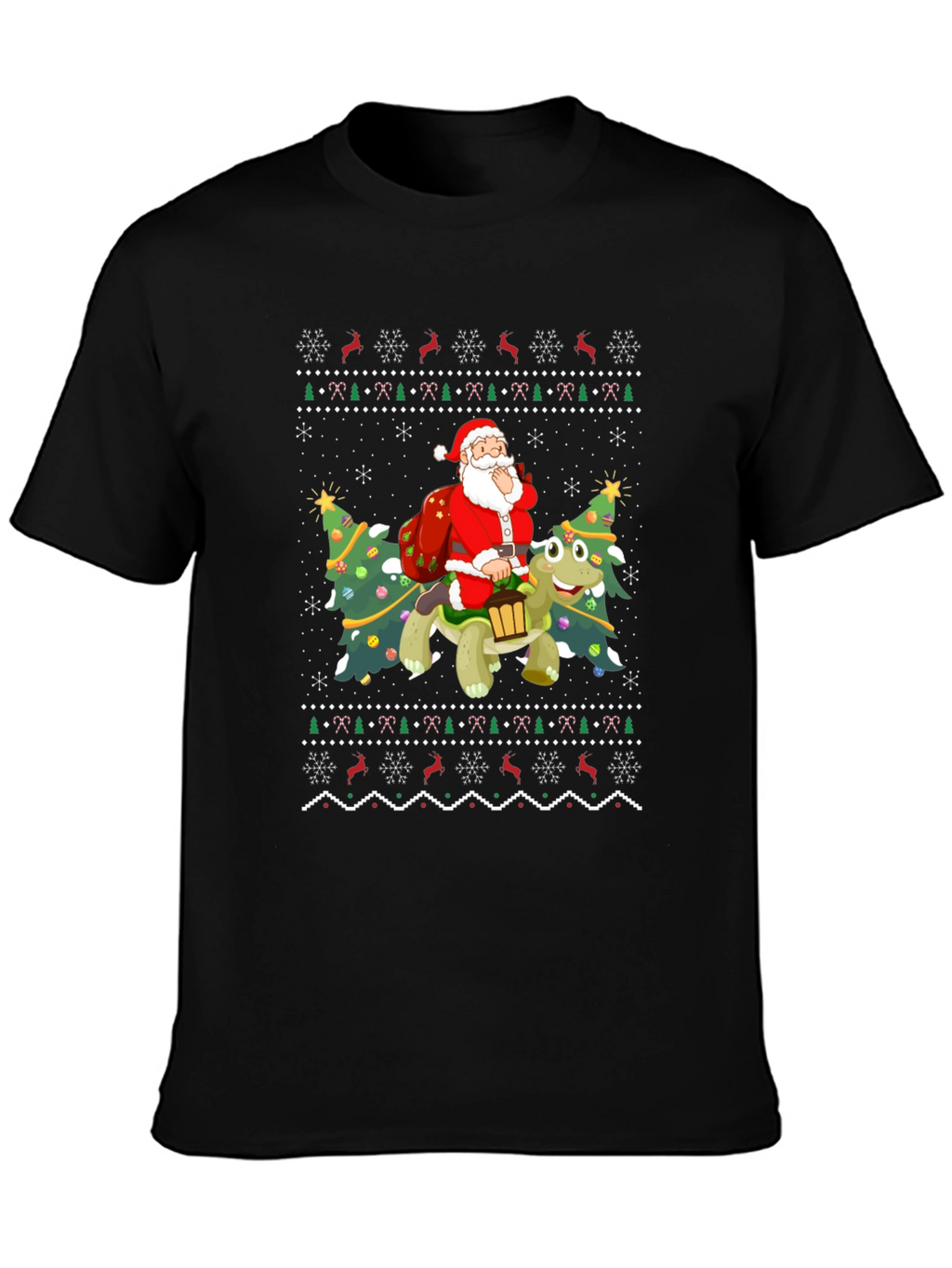 Festive Santa Turtle Ugly Christmas T-Shirt