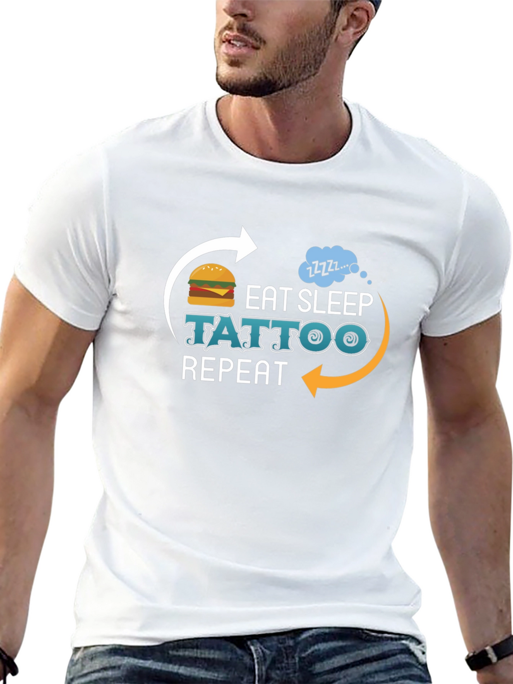Eat Sleep Tattoo Repeat Graphic T-Shirt