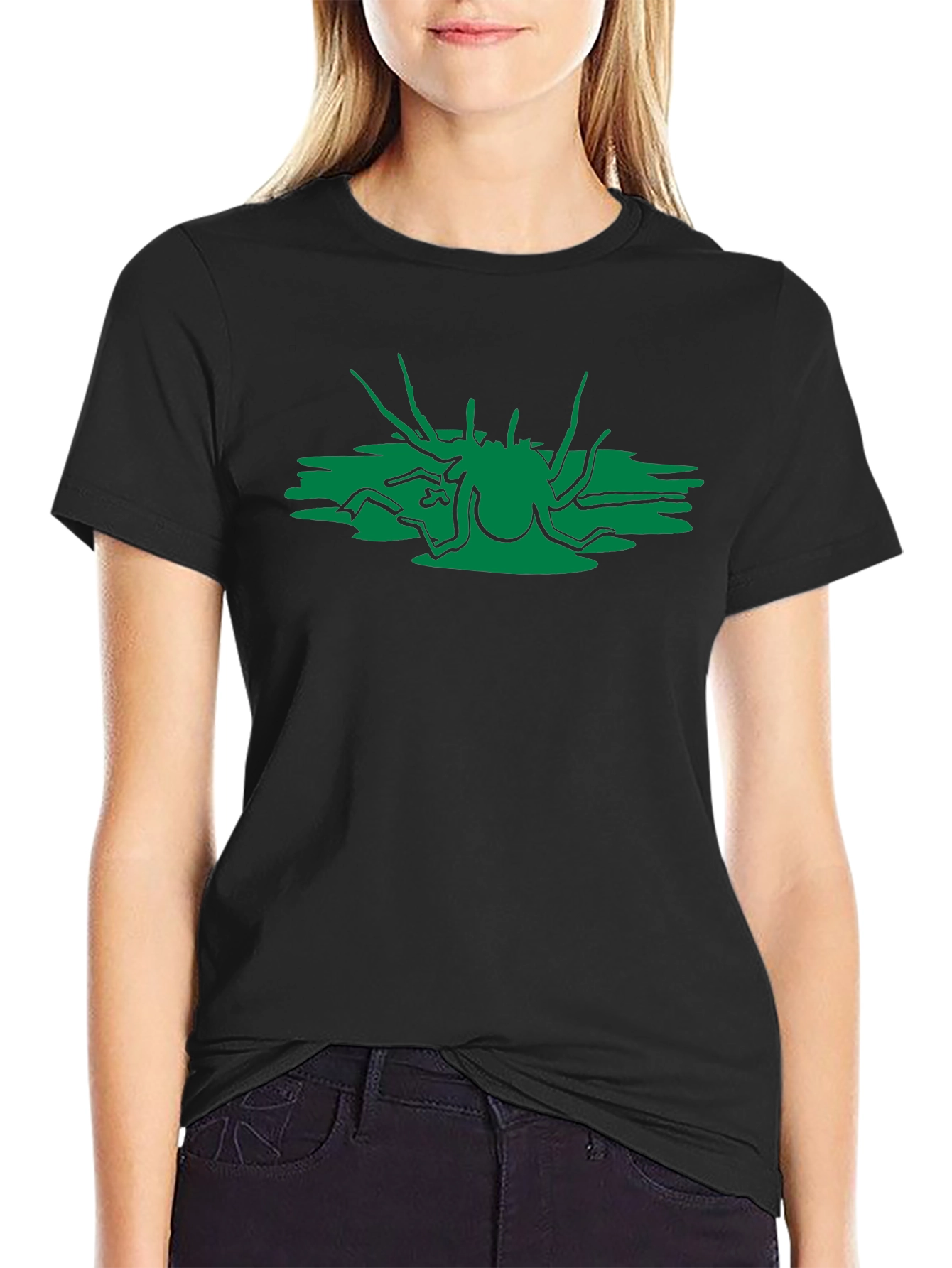 Abstract Green Creature Black T-Shirt
