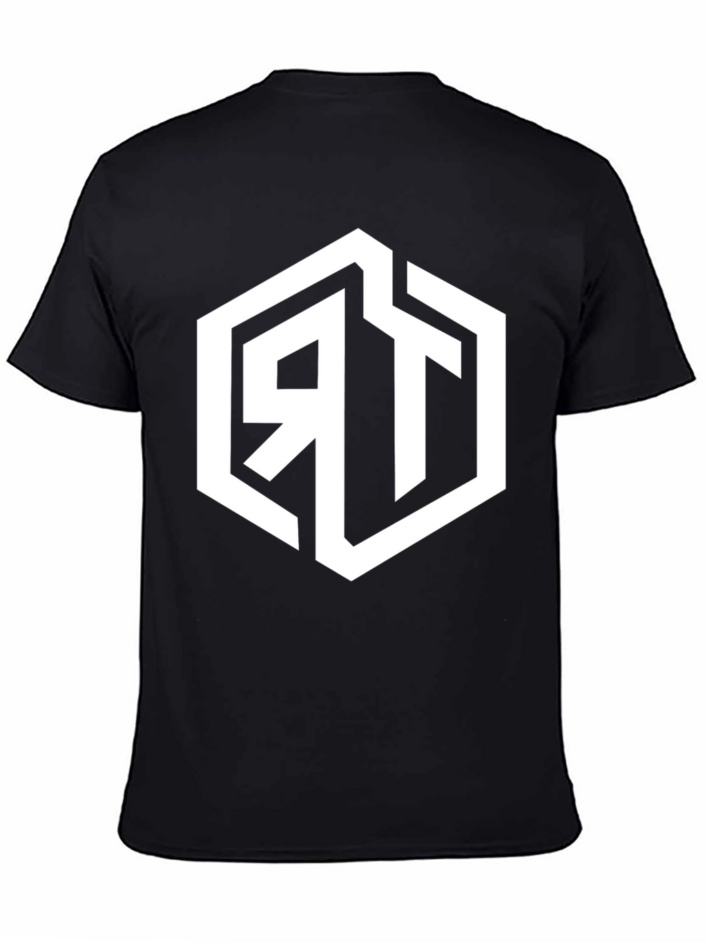 Mens Black Graphic Tee with Geometric RT Logo