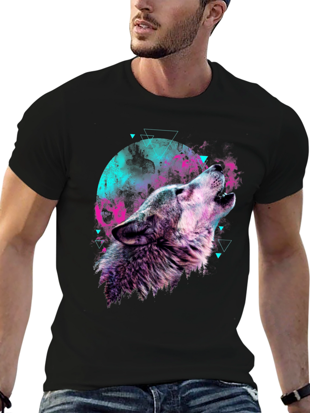 Wolf Howl Graphic T-Shirt - Mens Black Tee