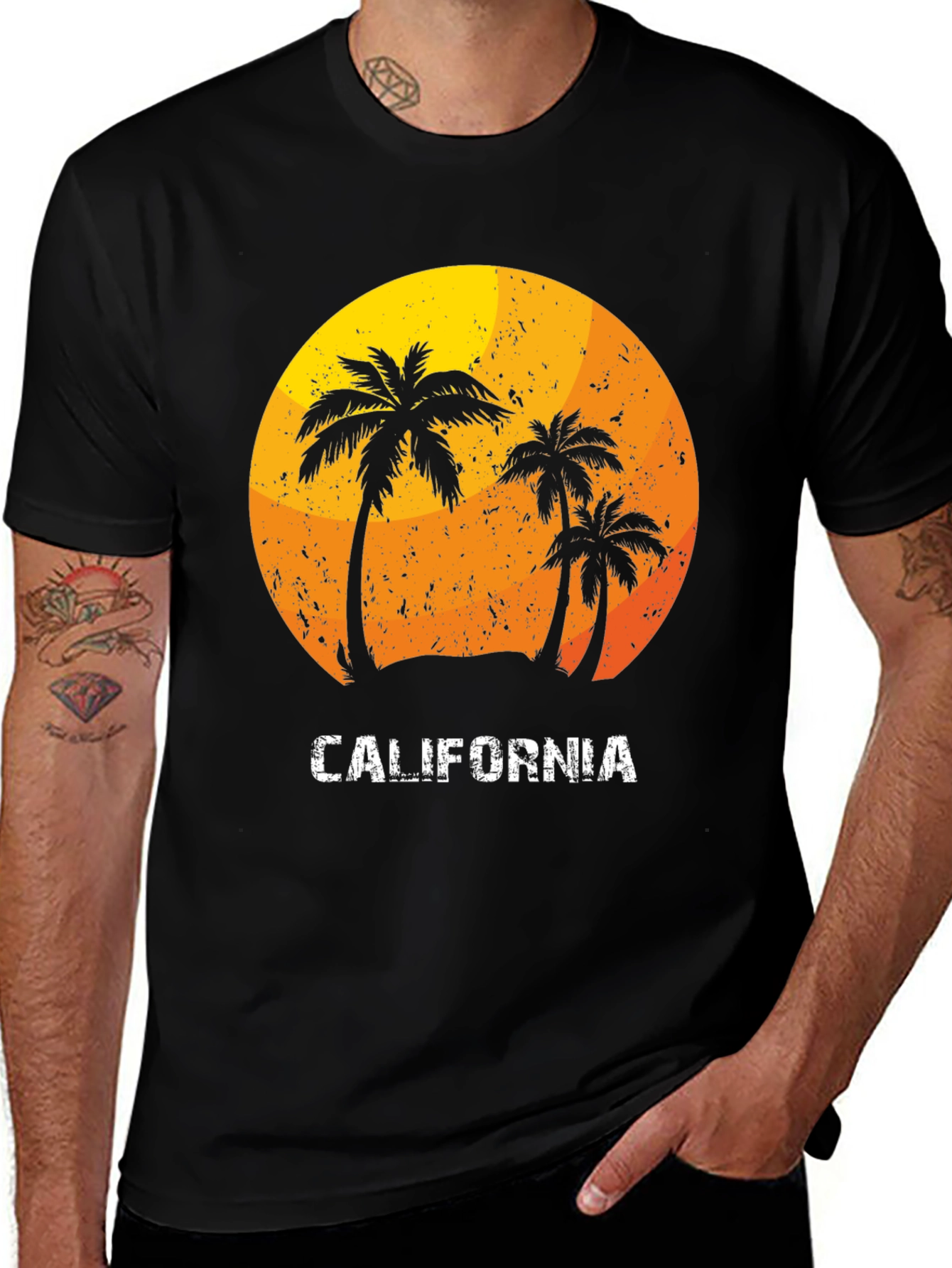 California Palm Tree Sunset Graphic T-Shirt