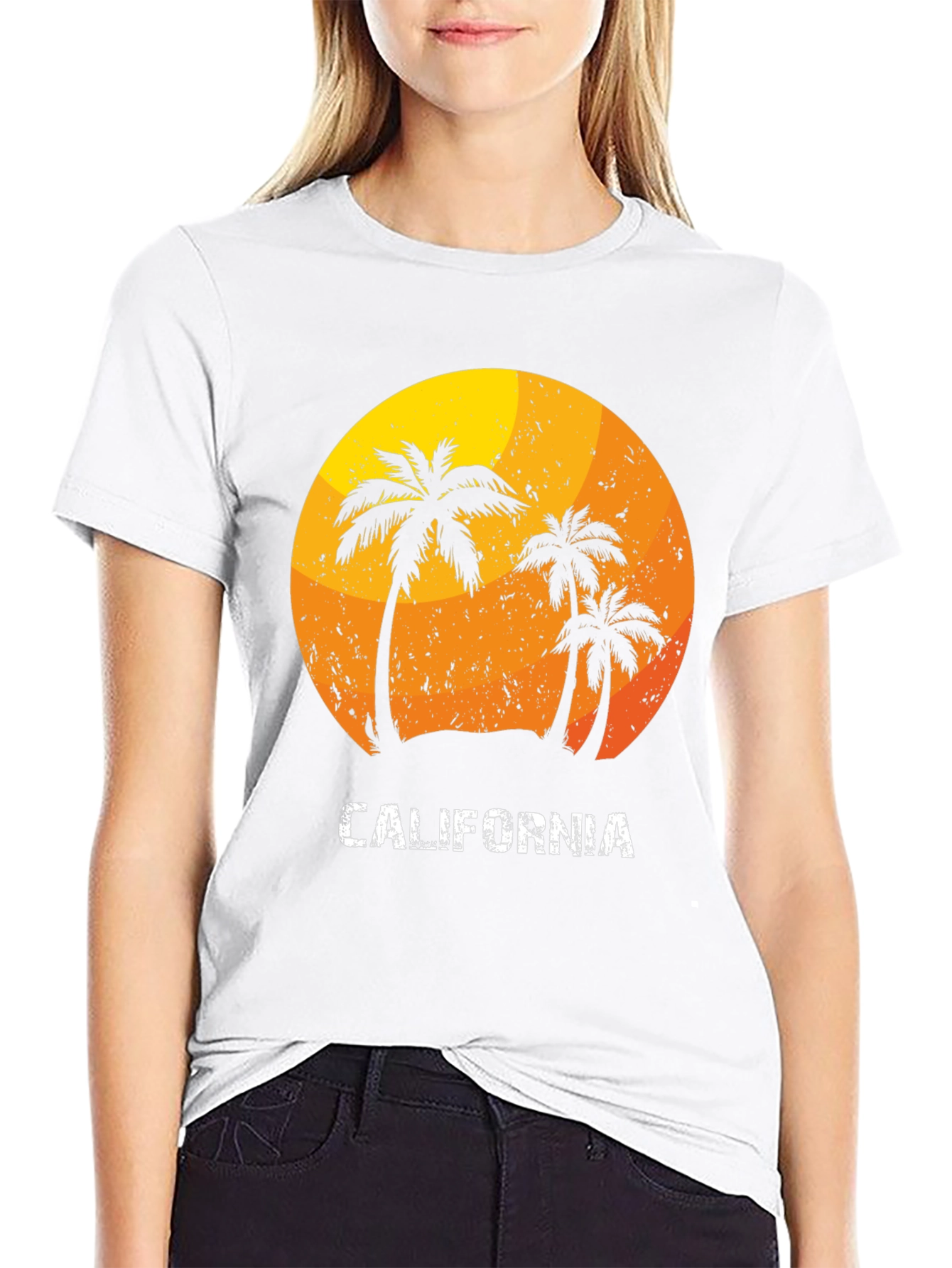 California Palm Tree Sunset Graphic T-Shirt