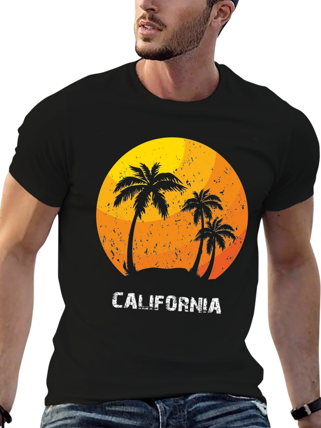 California Palm Tree Sunset Graphic T-Shirt