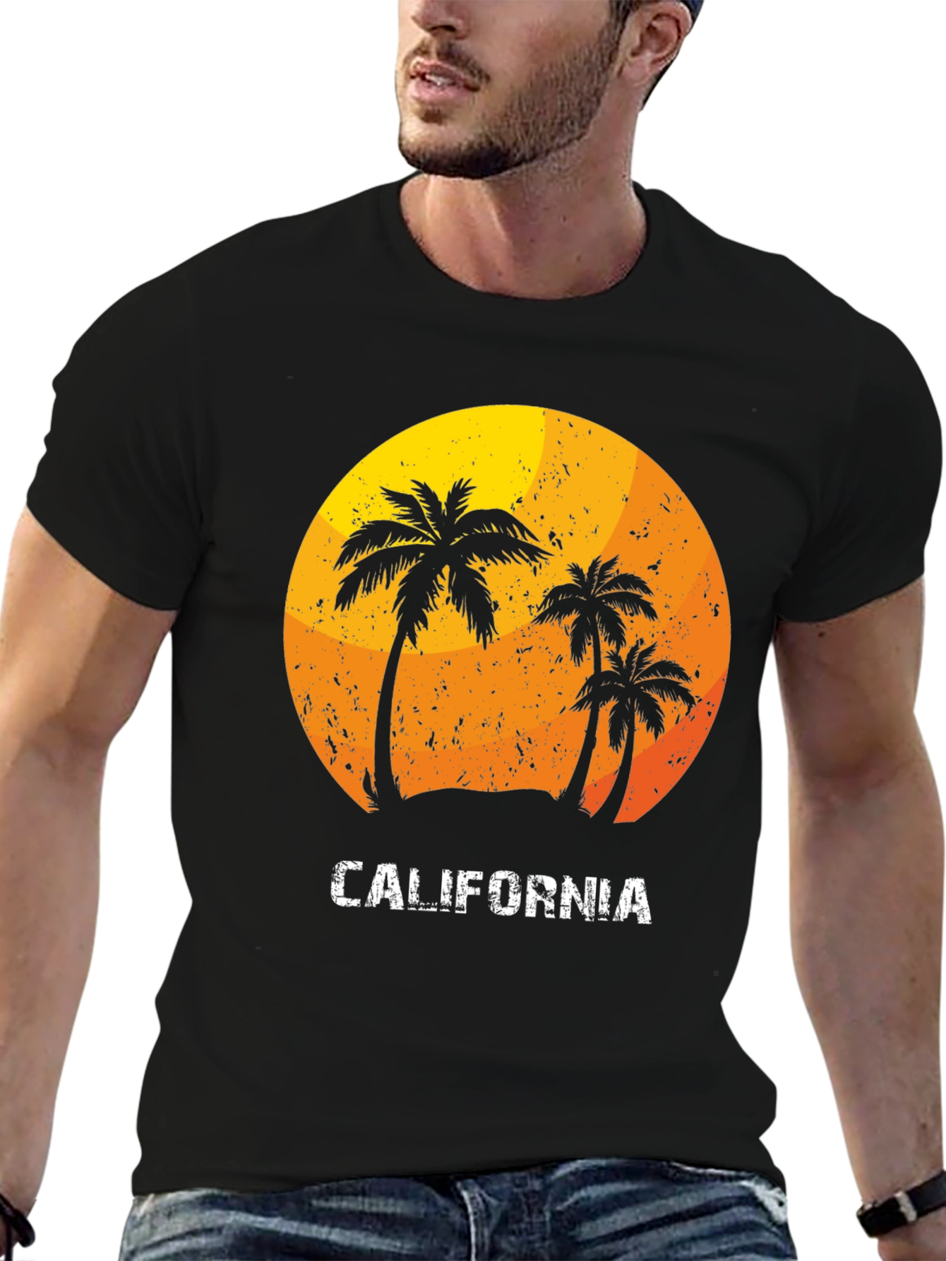 California Palm Tree Sunset Graphic T-Shirt