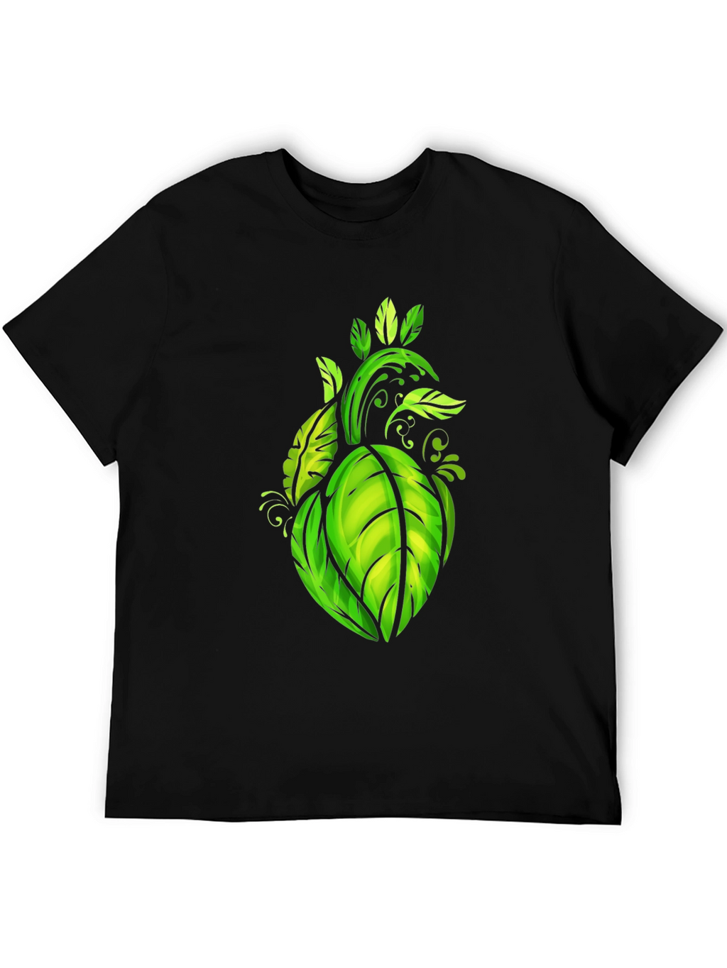 Leaf Heart Graphic Black Tee - Nature Lovers Shirt