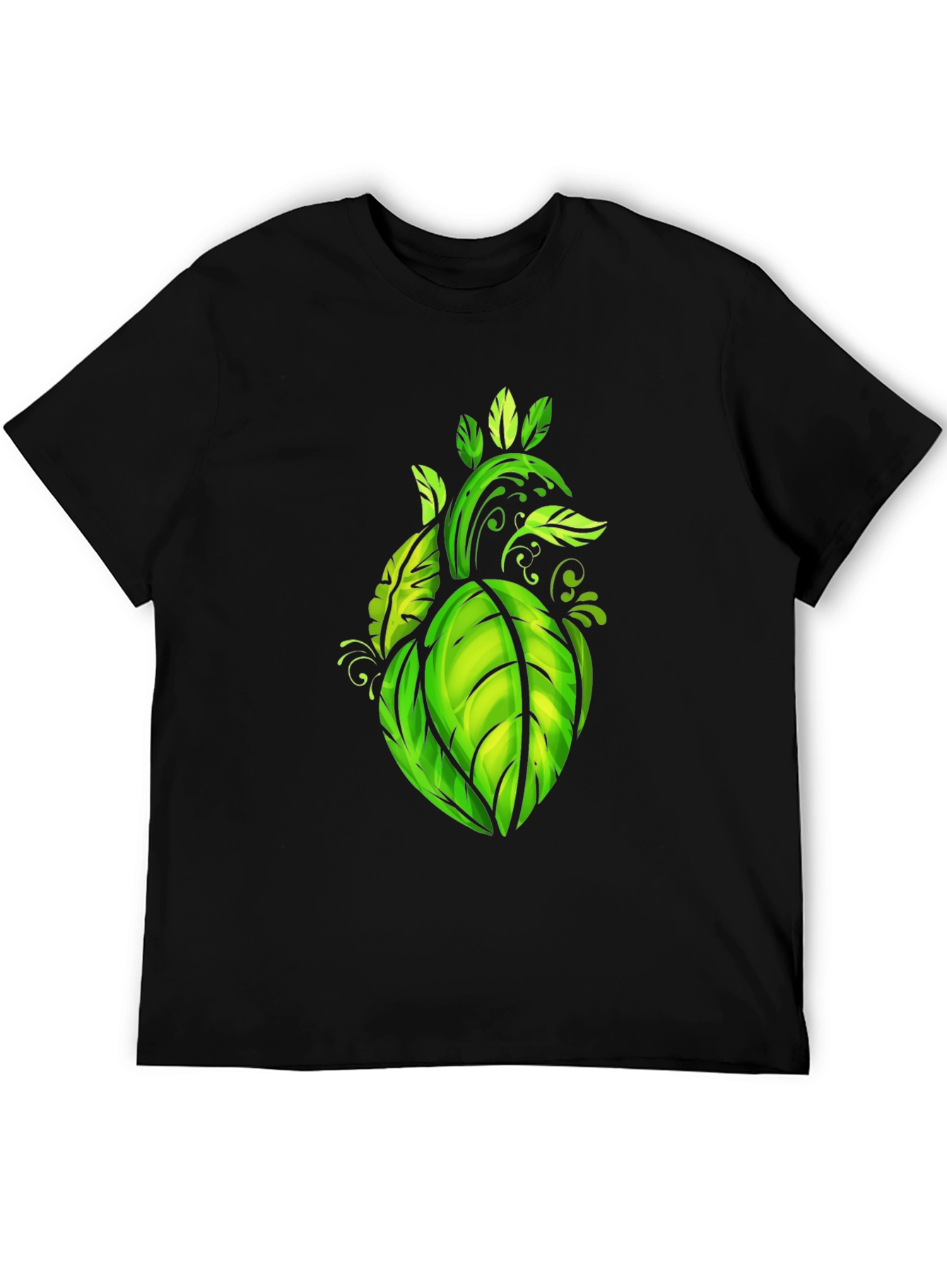 Leaf Heart Graphic Black Tee - Nature Lovers Shirt