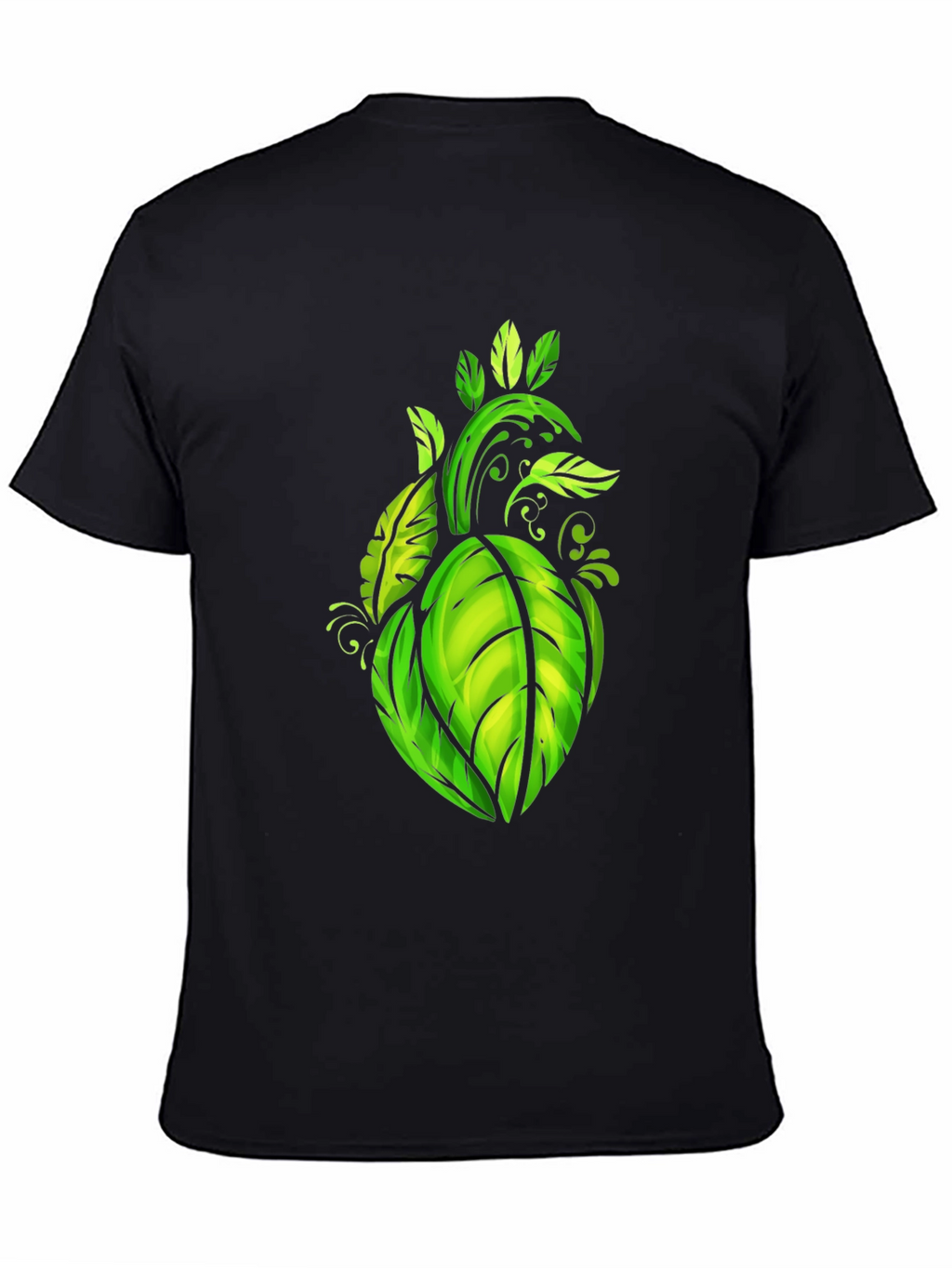 Leaf Heart Graphic Black Tee - Nature Lovers Shirt