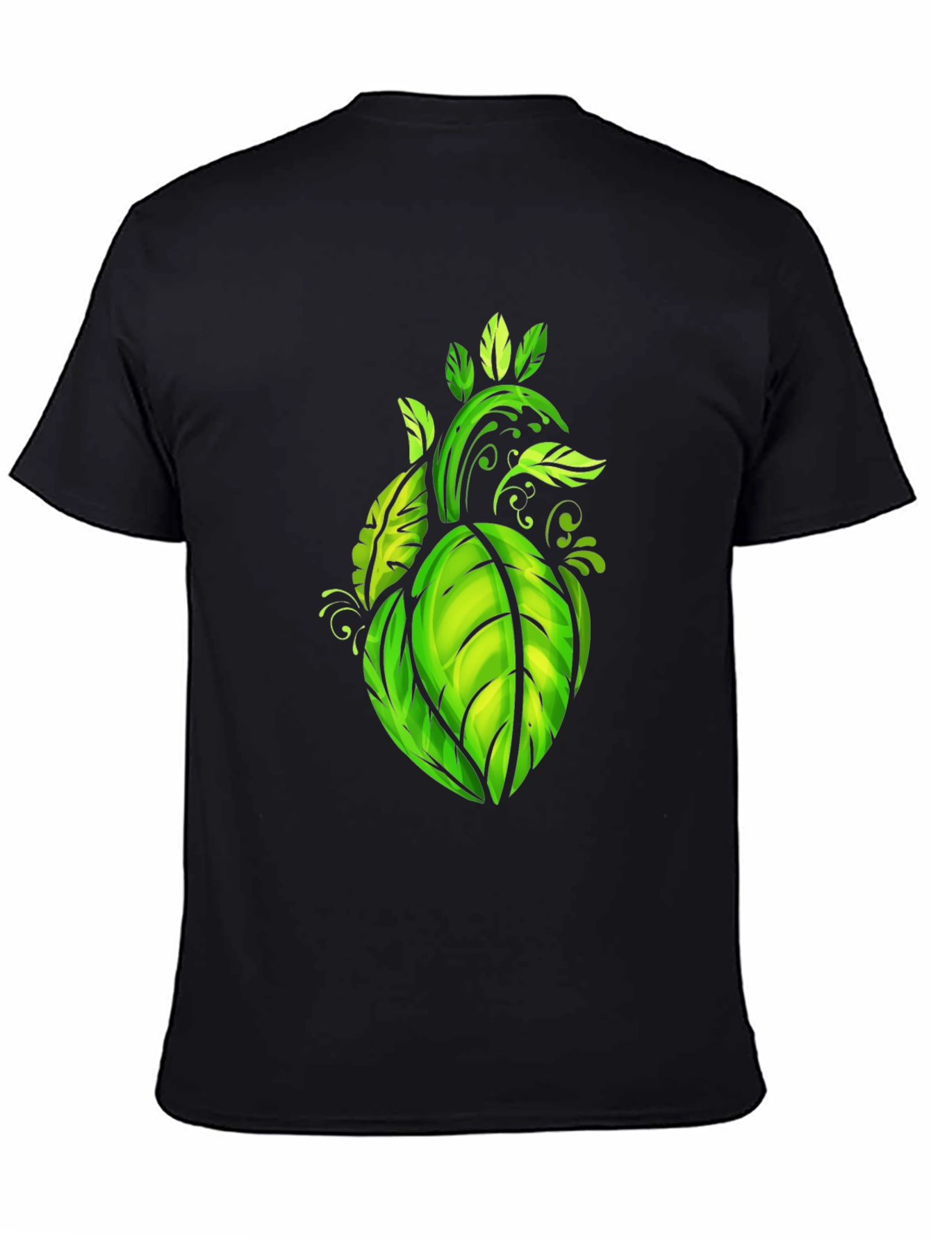 Leaf Heart Graphic Black Tee - Nature Lovers Shirt