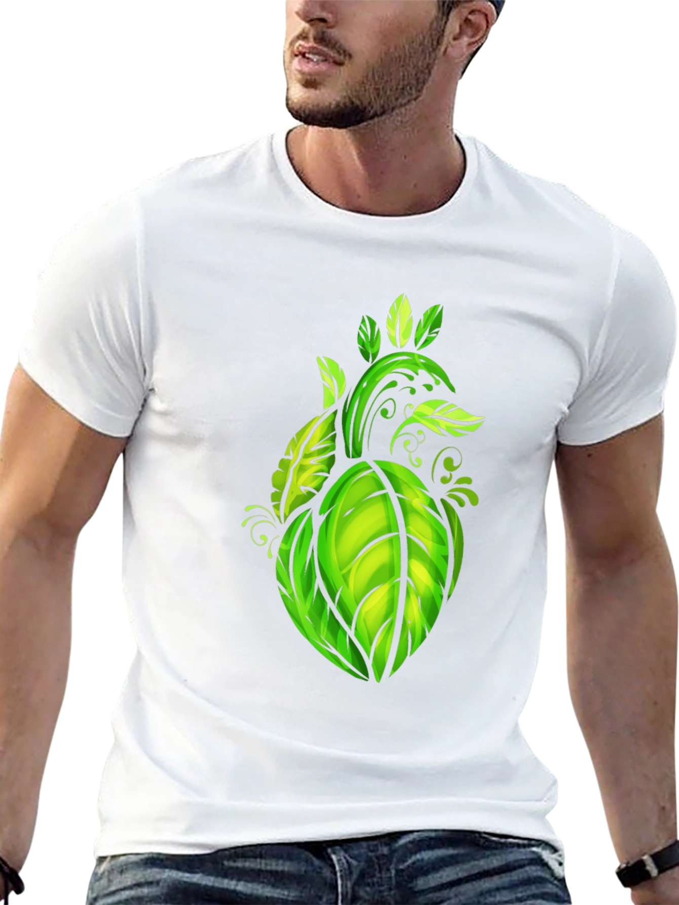 Leaf Heart Graphic Black Tee - Nature Lovers Shirt