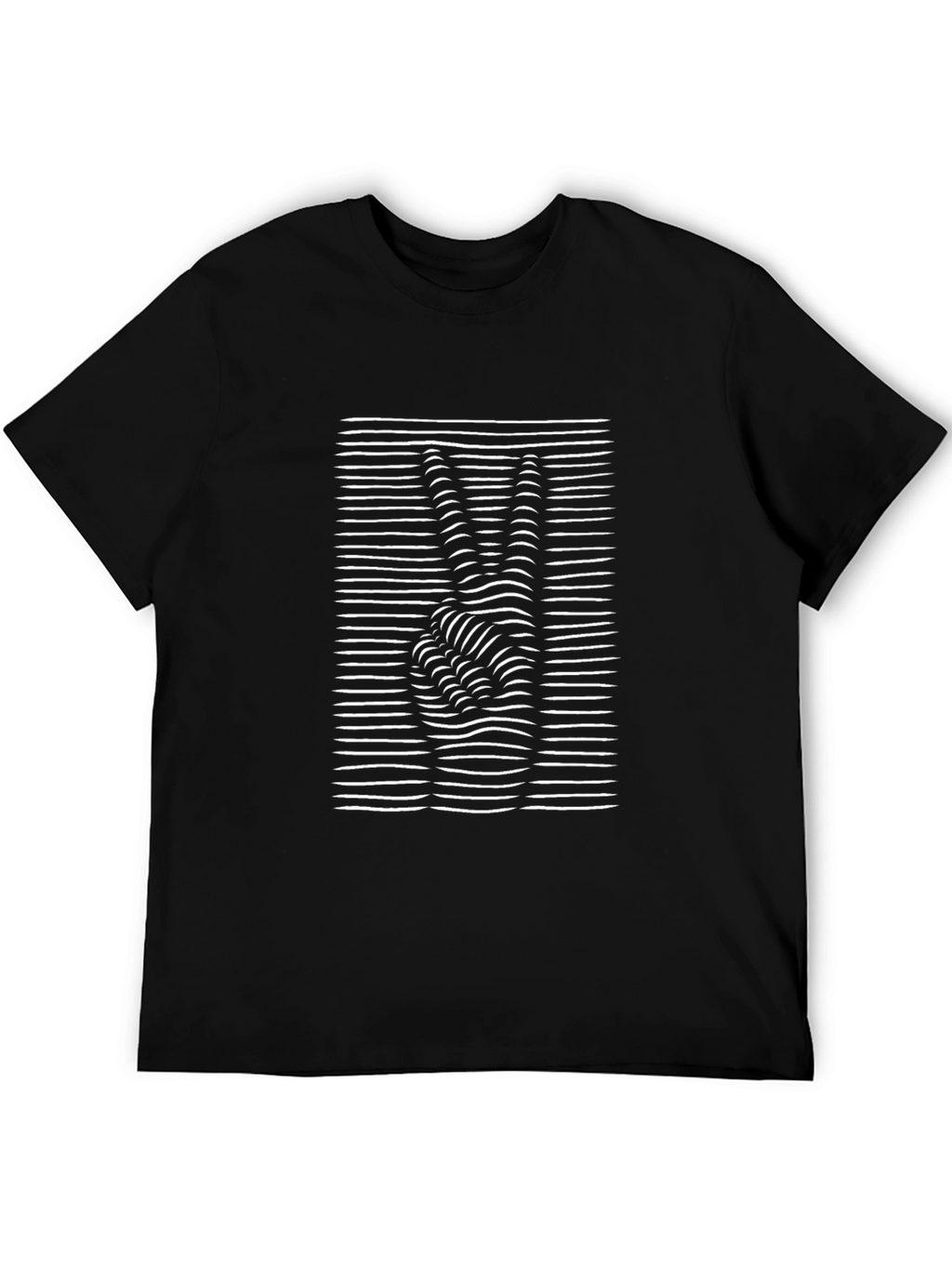 Optical Illusion Peace Sign Graphic Tee - Black