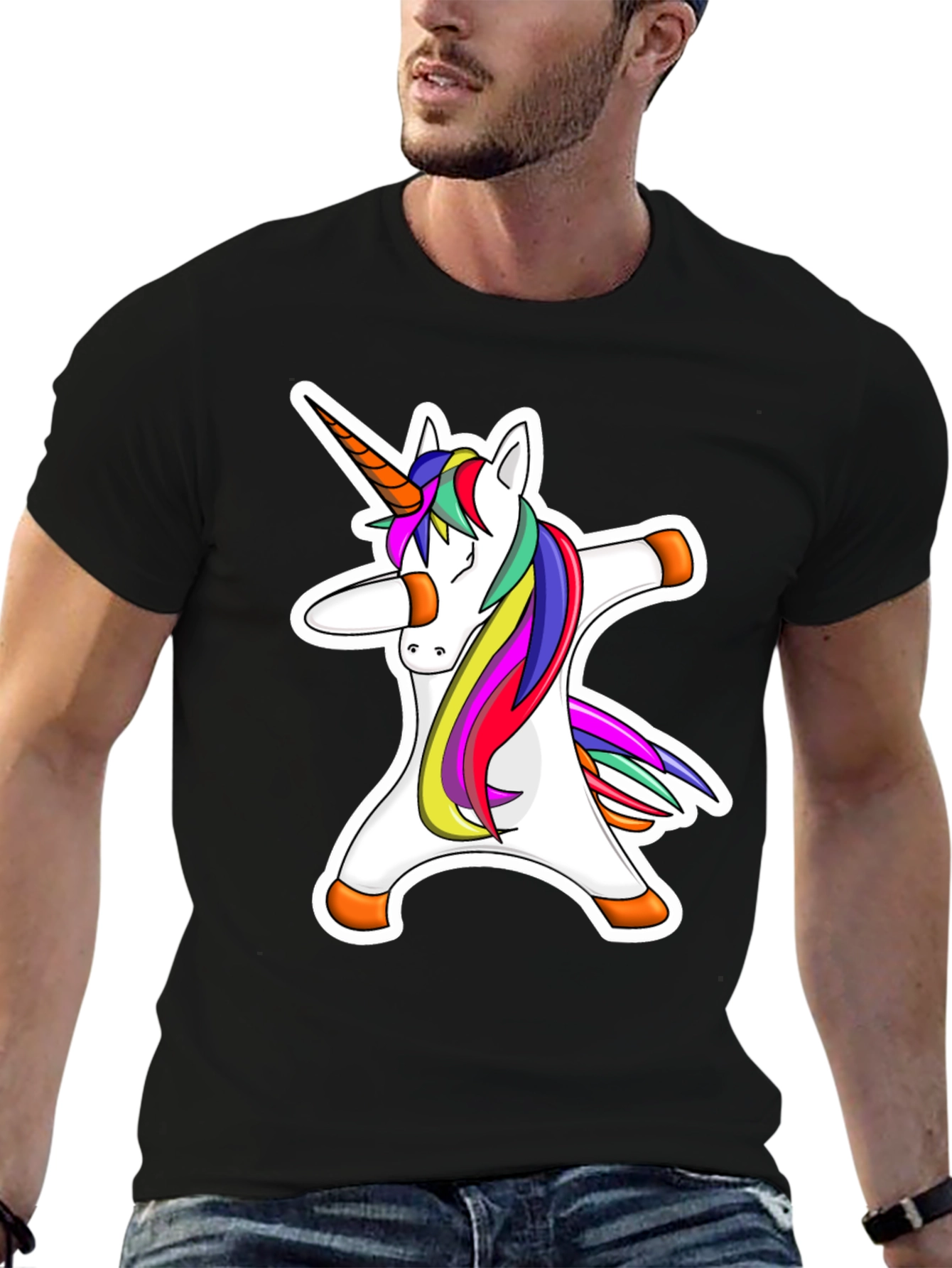 Dabbing Unicorn Graphic Tee - Mens Black T-Shirt