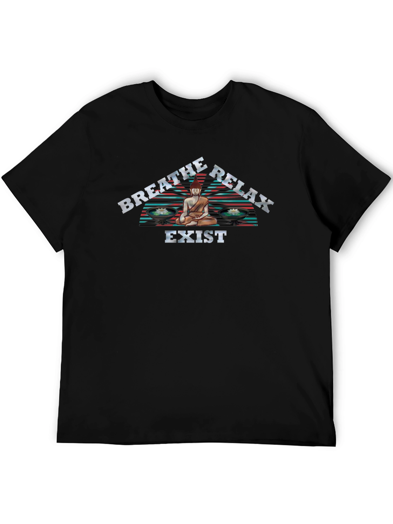 Breathe Relax Exist Buddha Graphic T-Shirt
