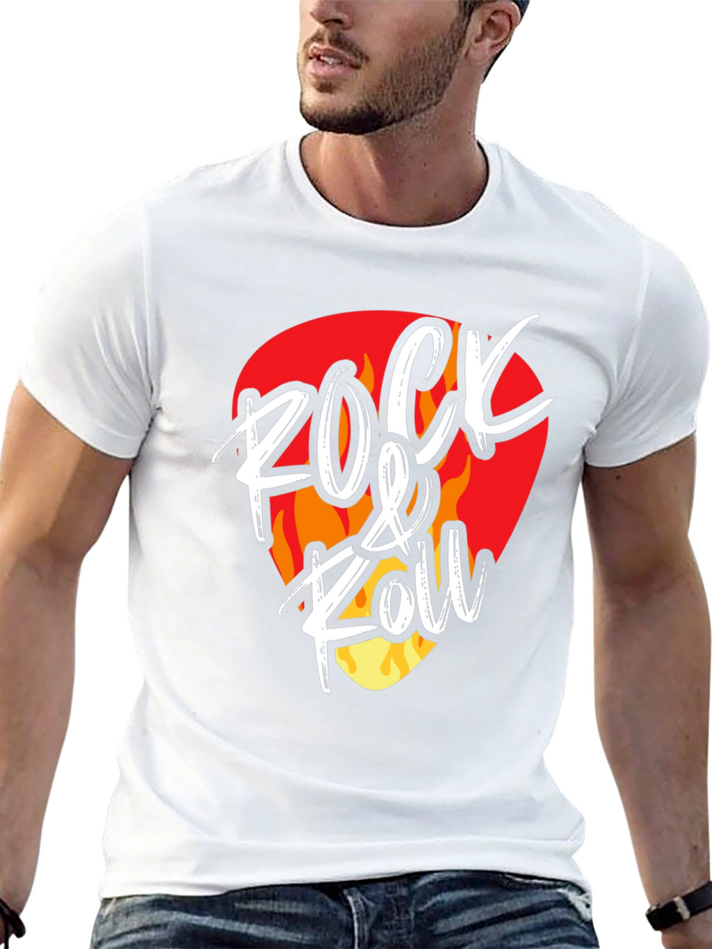 Rock & Roll Graphic Tee - Guitar Pick Design
