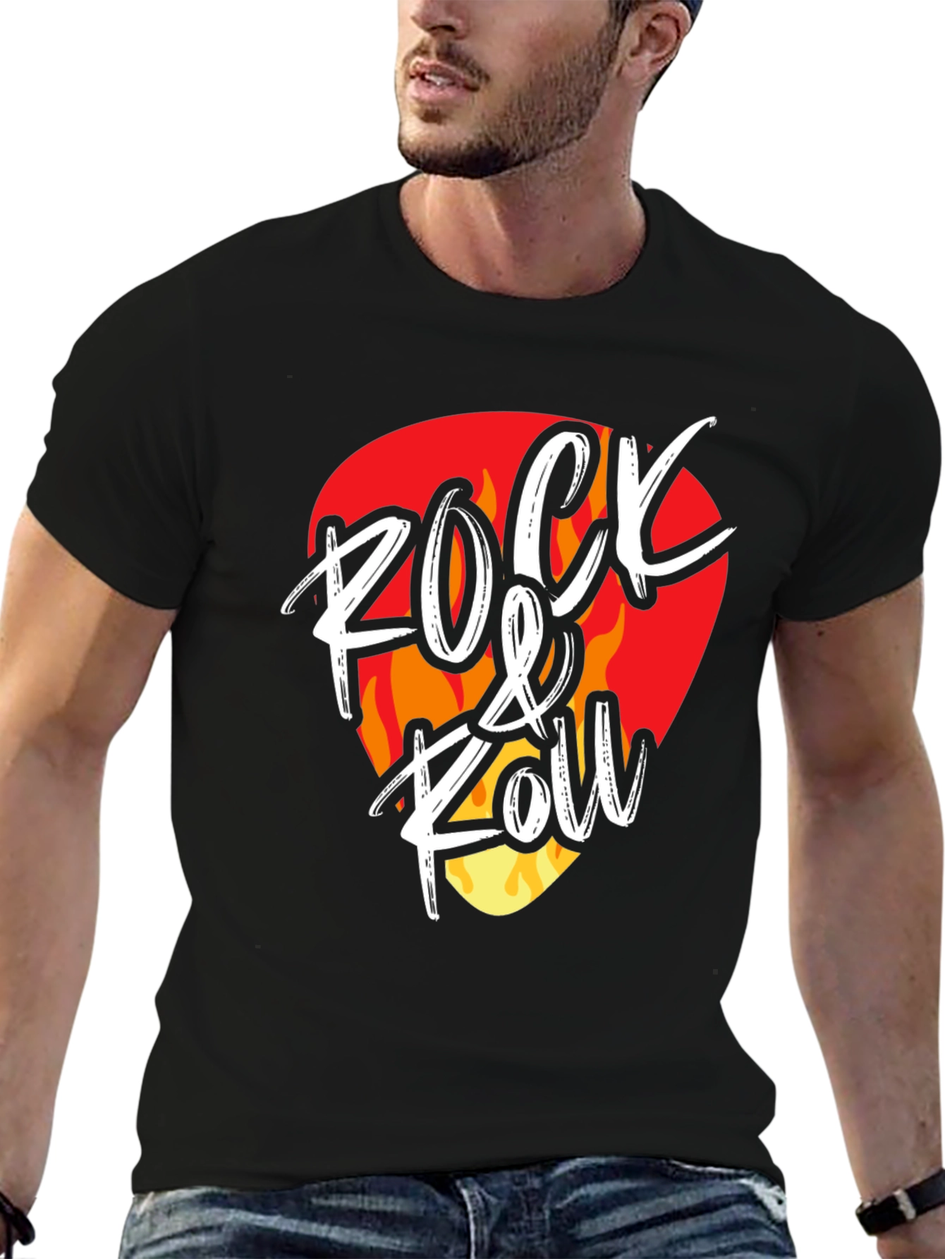 Rock & Roll Graphic Tee - Guitar Pick Design