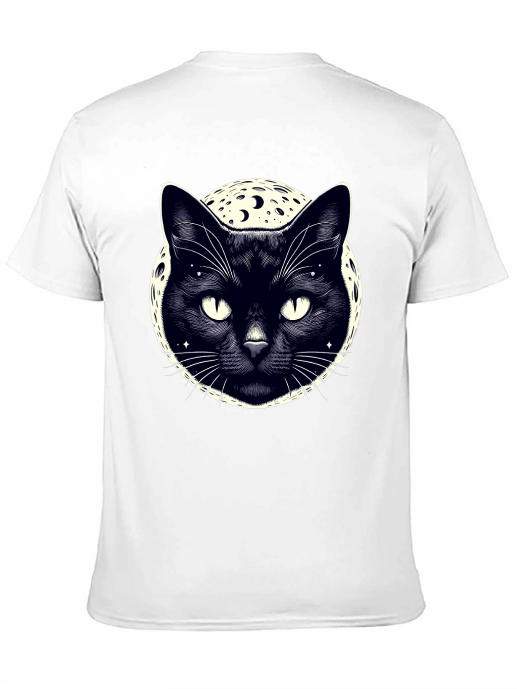 Mystic Cat Moon Graphic Tee - Black Cotton T-Shirt