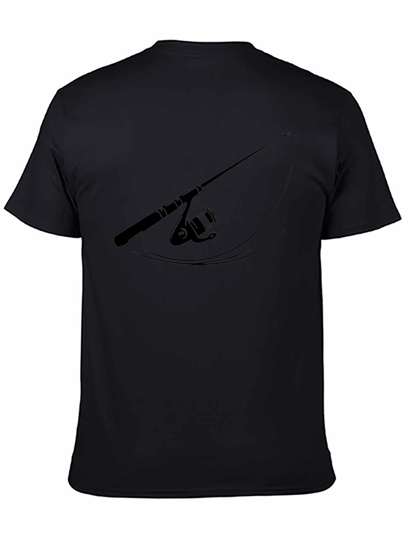 Fishing Rod Graphic Black T-Shirt