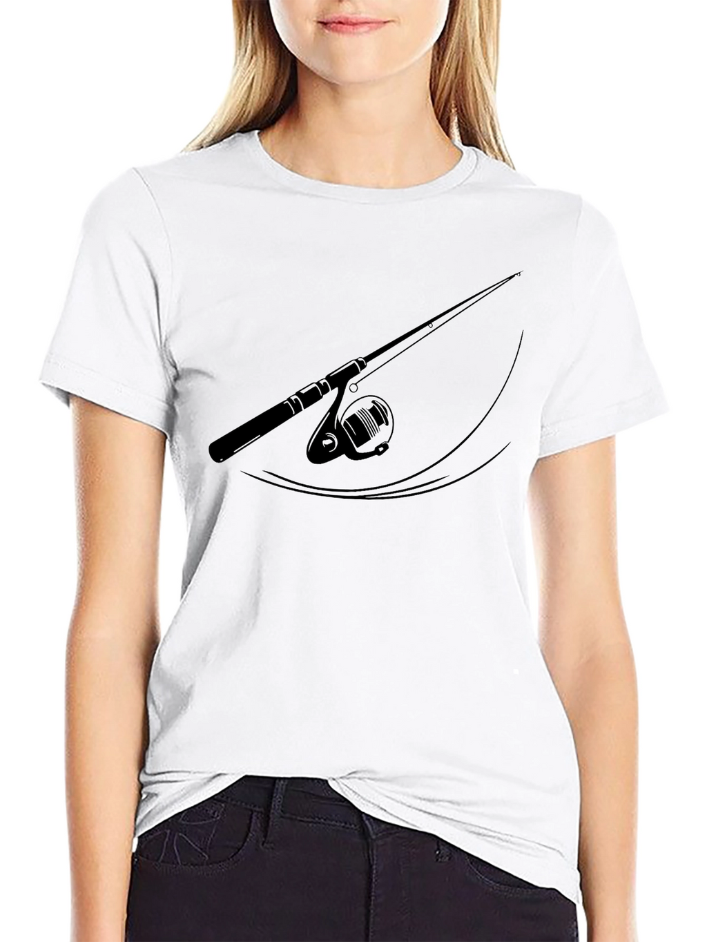 Fishing Rod Graphic Black T-Shirt