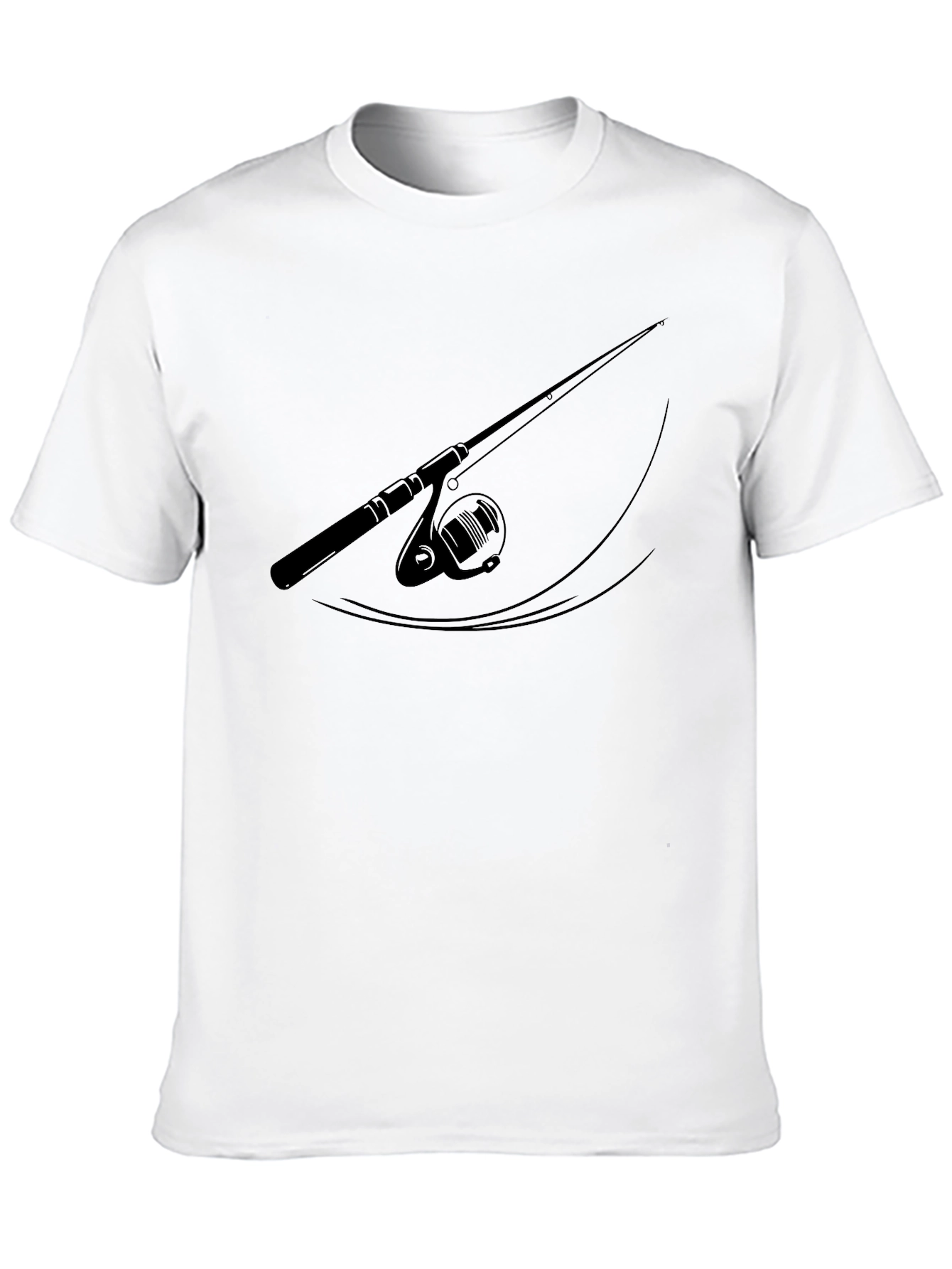 Fishing Rod Graphic Black T-Shirt