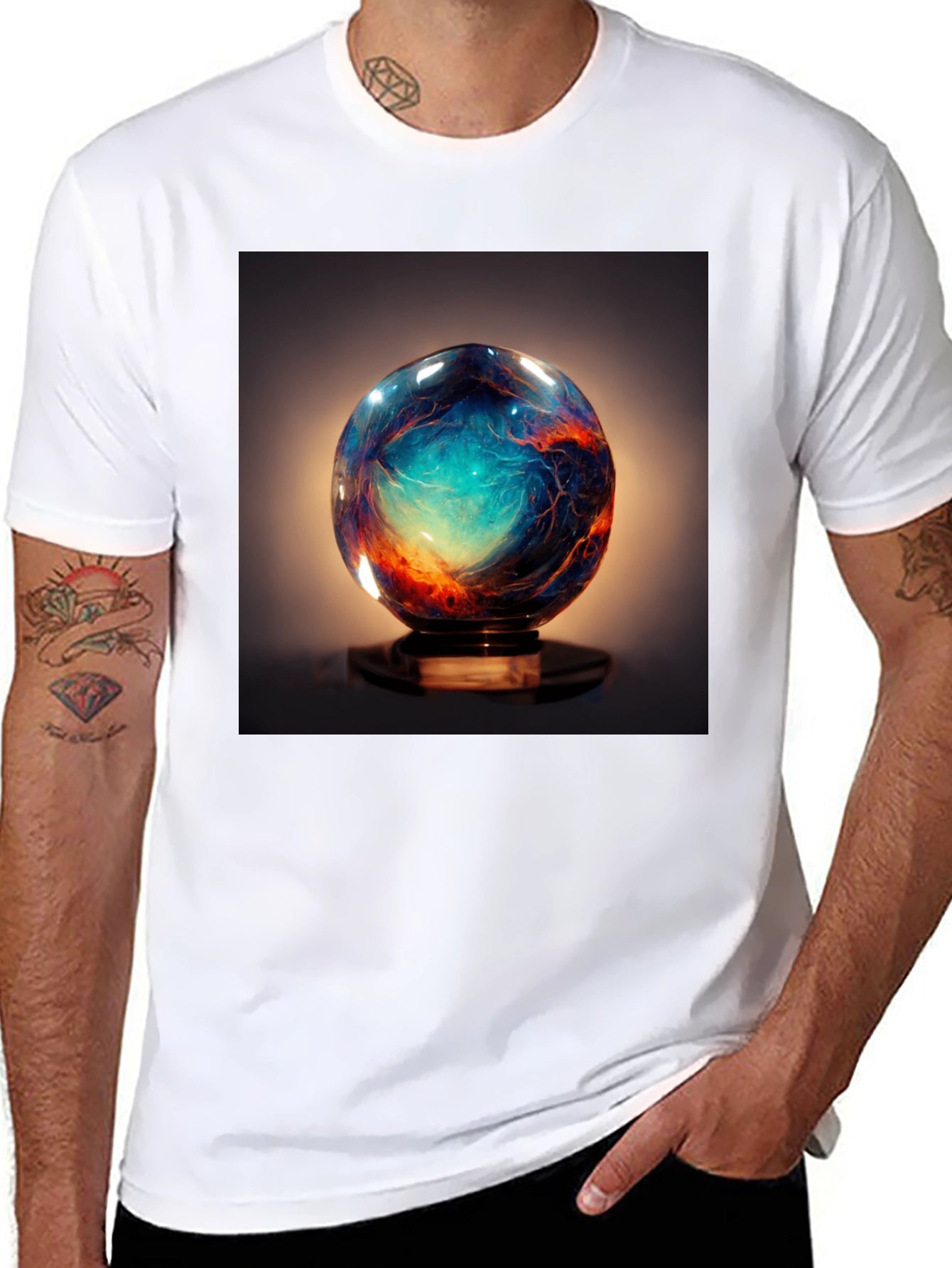 Galaxy Sphere Graphic Tee - Black Cotton T-Shirt