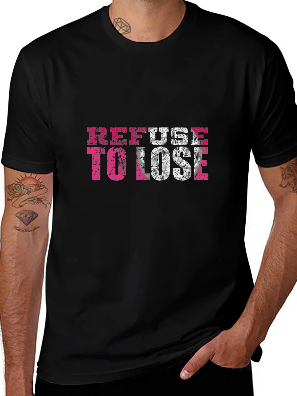 Refuse to Lose Graphic Print Crew Neck T-Shirt