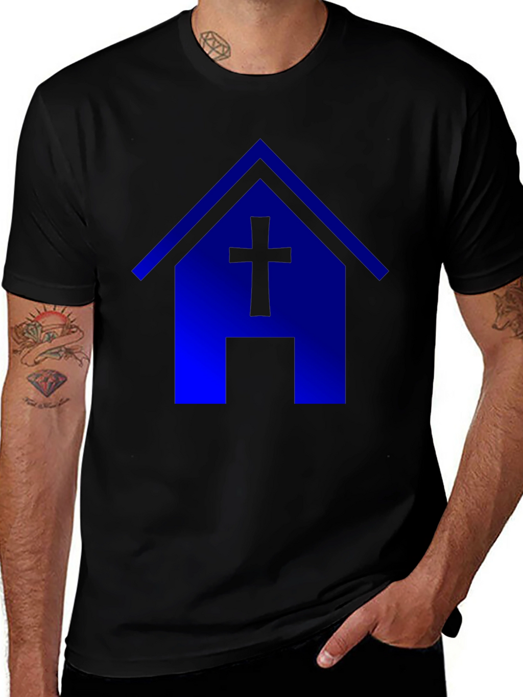 Blue Church T-Shirt: Faith & Style