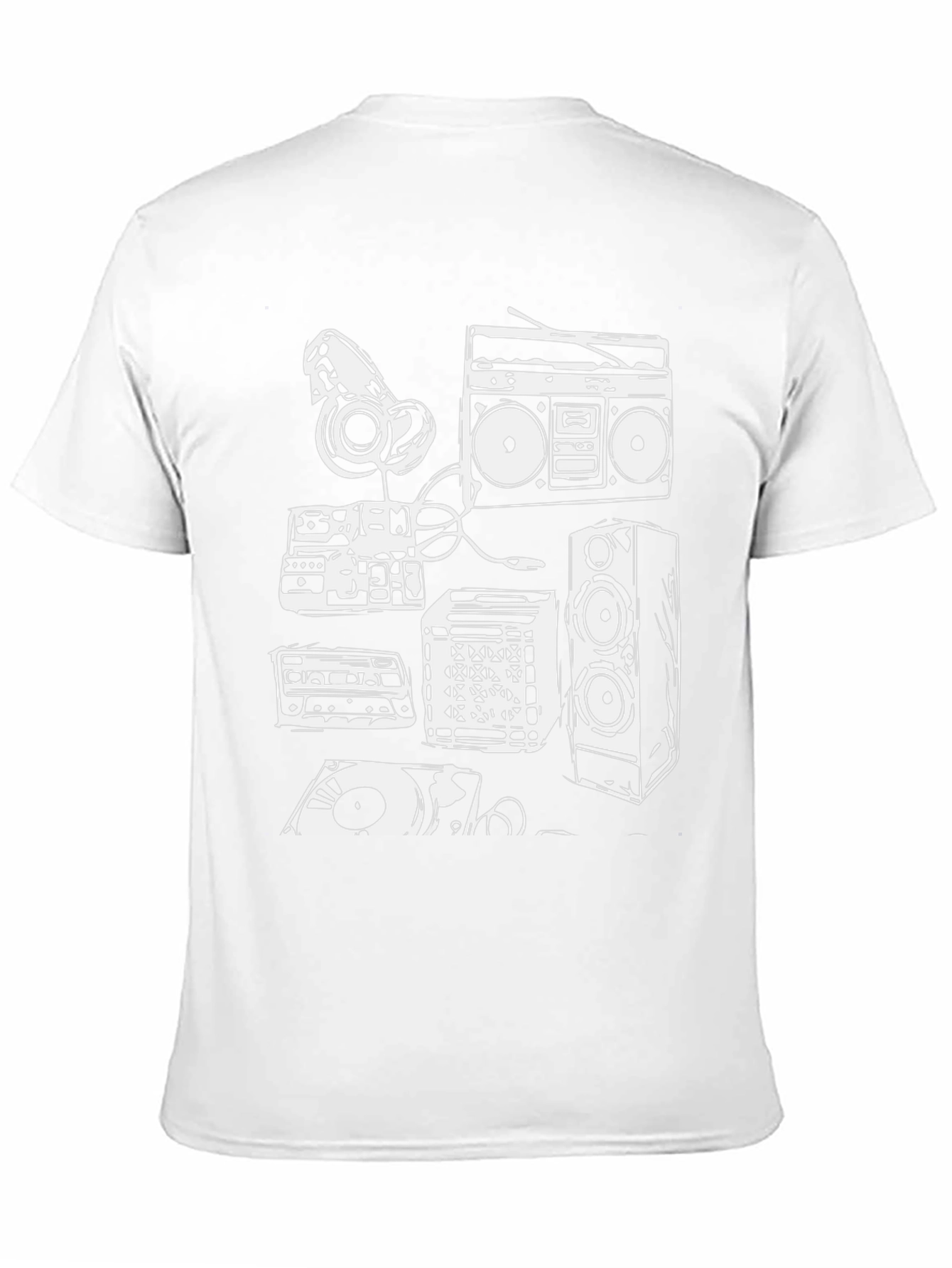 Retro Music Graphic Tee - Boombox & Vinyl Design