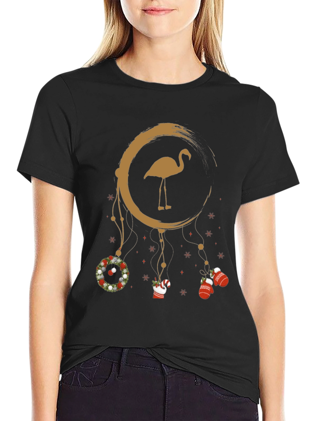 Festive Flamingo Christmas Tee