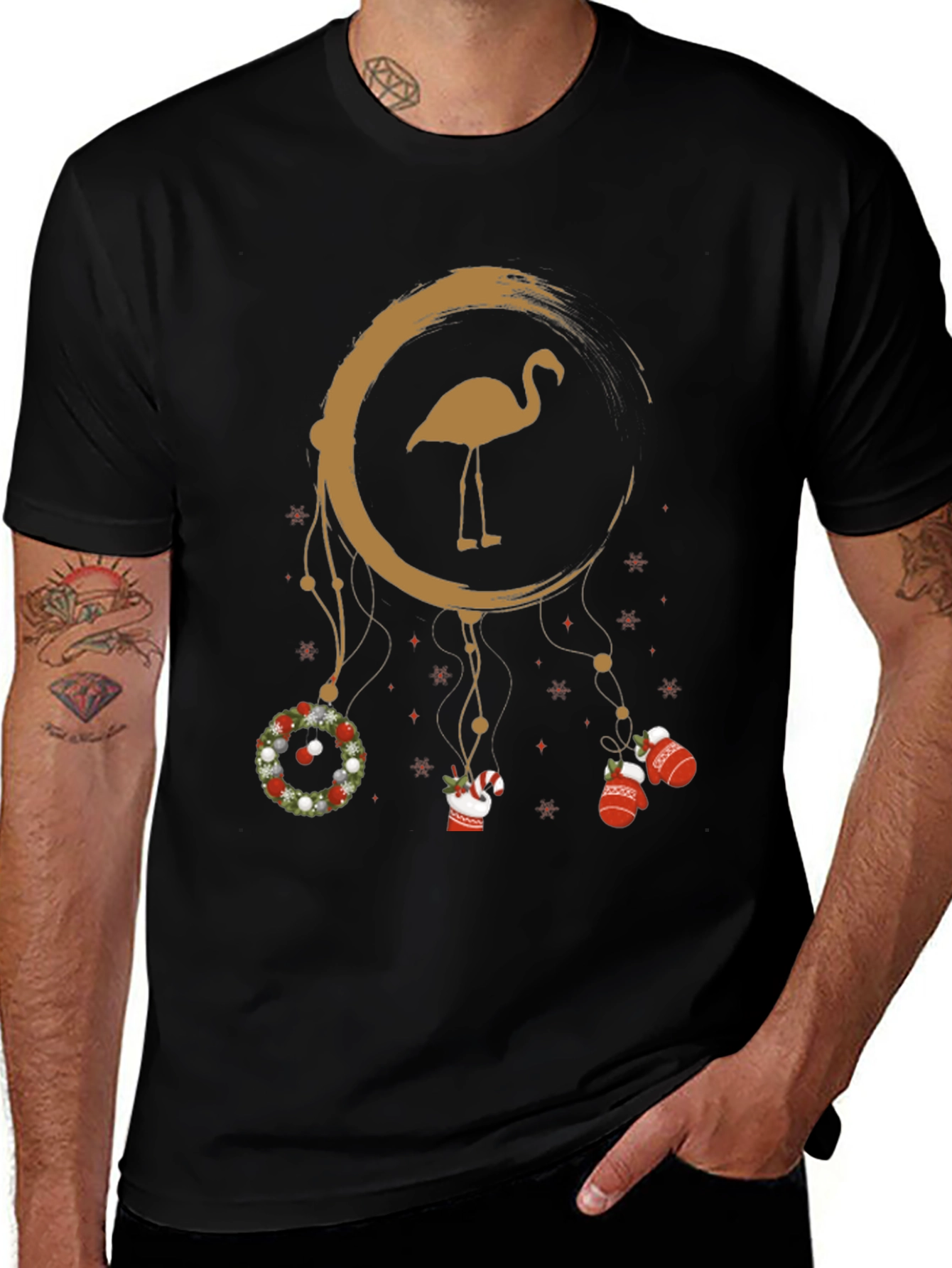 Festive Flamingo Christmas Tee