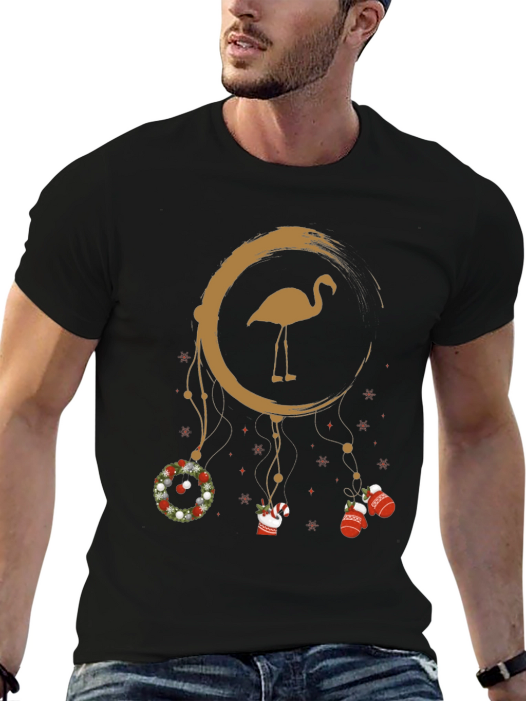 Festive Flamingo Christmas Tee