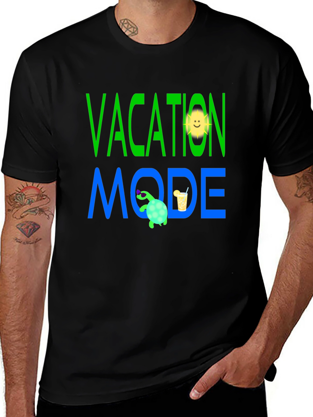 Vacation Mode T-Shirt - Turtle and Sun Design