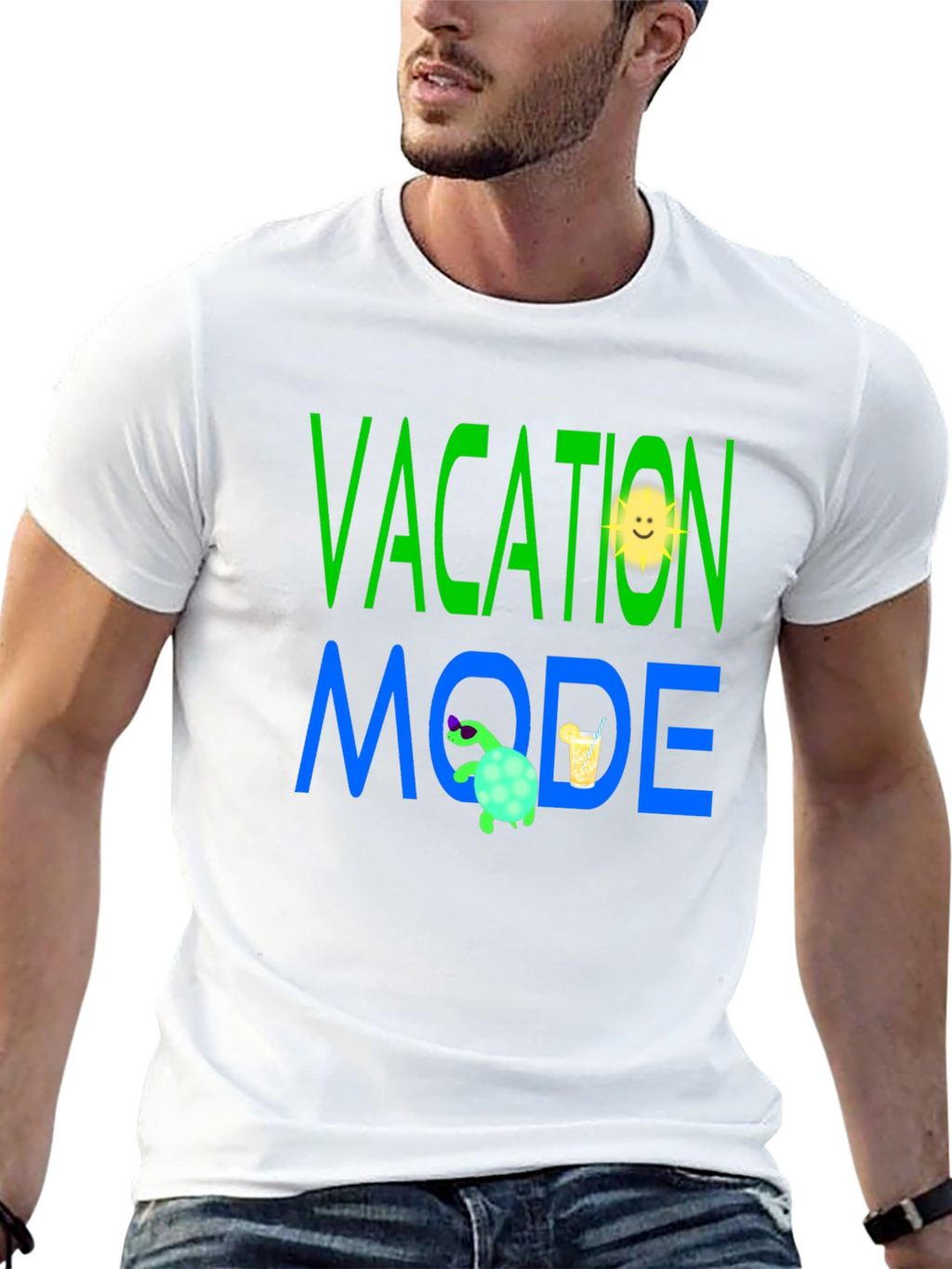 Vacation Mode T-Shirt - Turtle and Sun Design