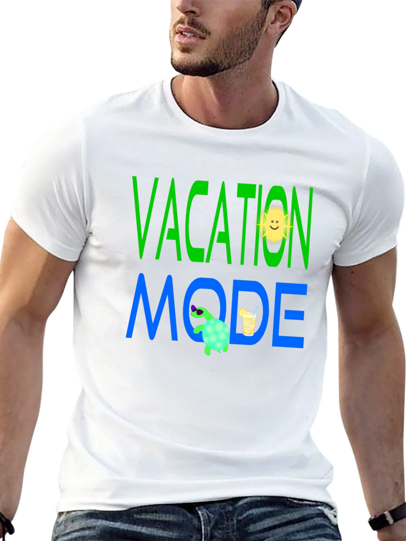 Vacation Mode T-Shirt - Turtle and Sun Design
