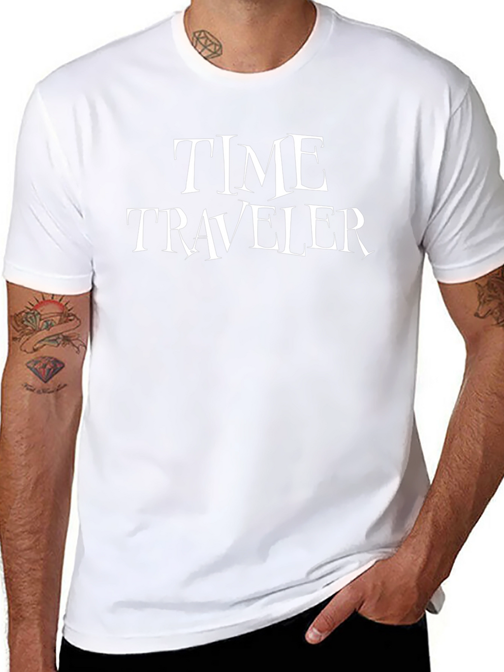 Time Traveler Black Graphic Tee - Novelty T-Shirt