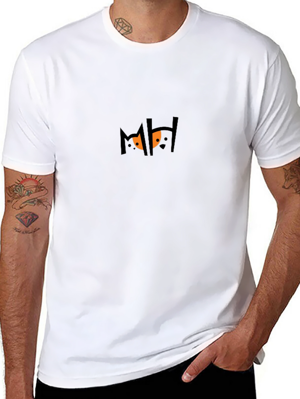 Mens Black Graphic Tee - Spooky Eyes Design