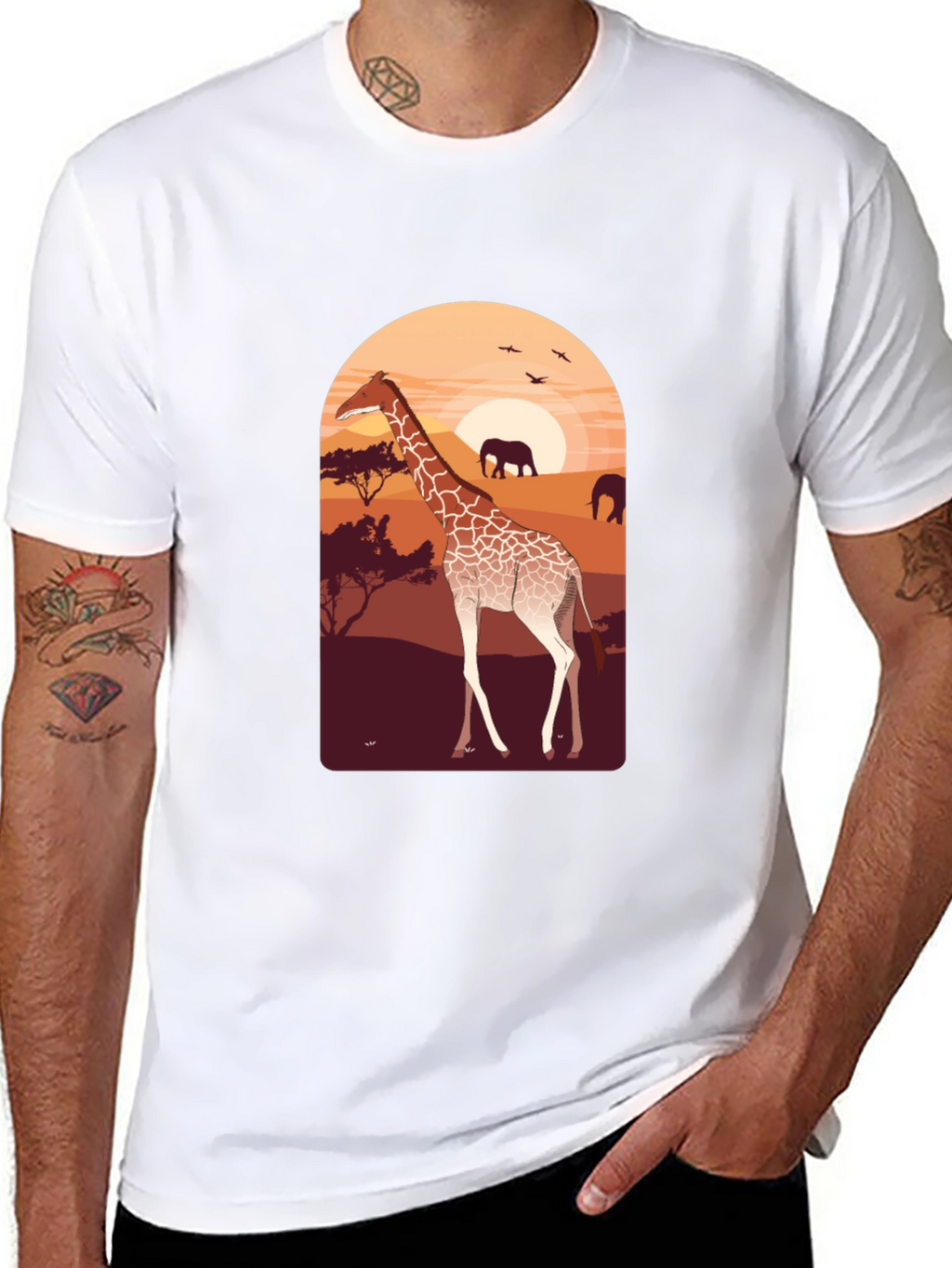 Safari Giraffe Graphic Tee - Unisex Black T-Shirt