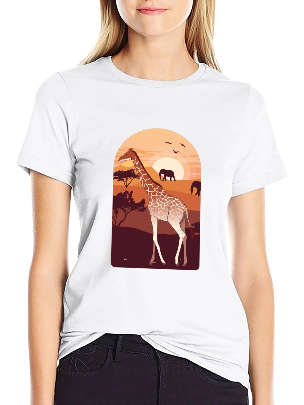 Safari Giraffe Graphic Tee - Unisex Black T-Shirt
