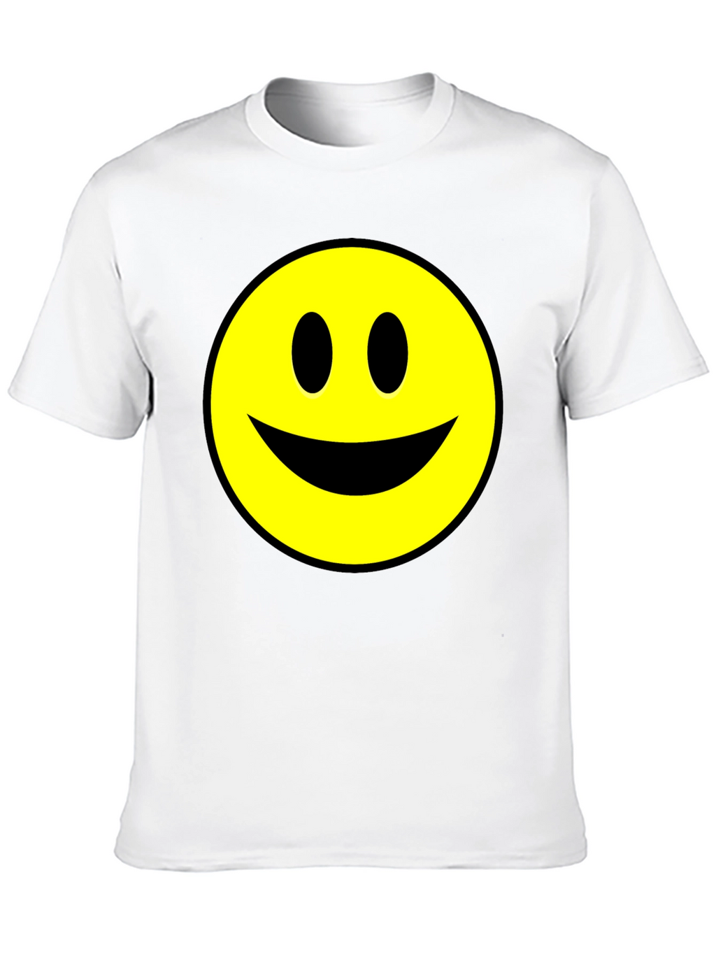 Smiley Face Graphic Tee - Black Cotton T-Shirt