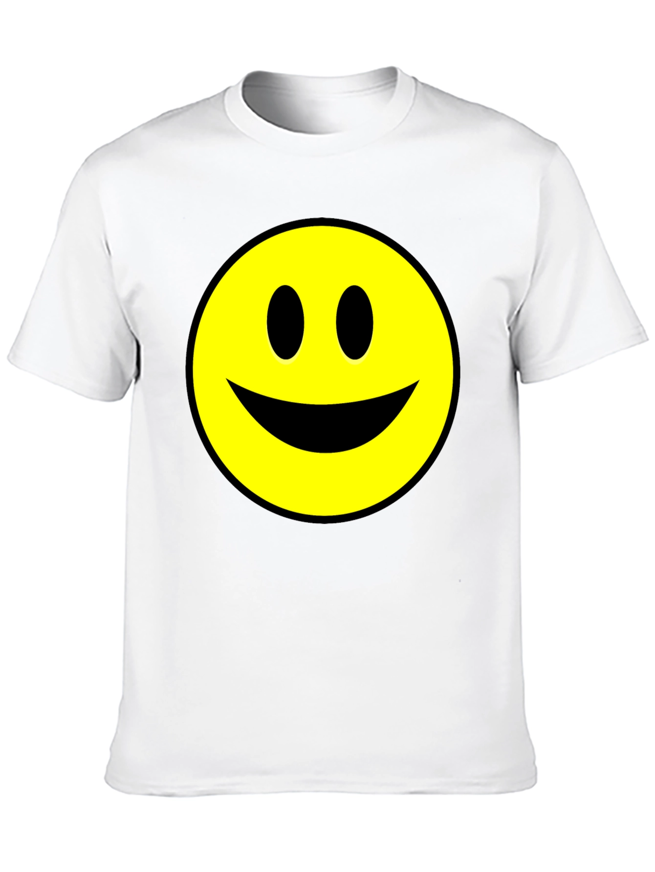 Smiley Face Graphic Tee - Black Cotton T-Shirt