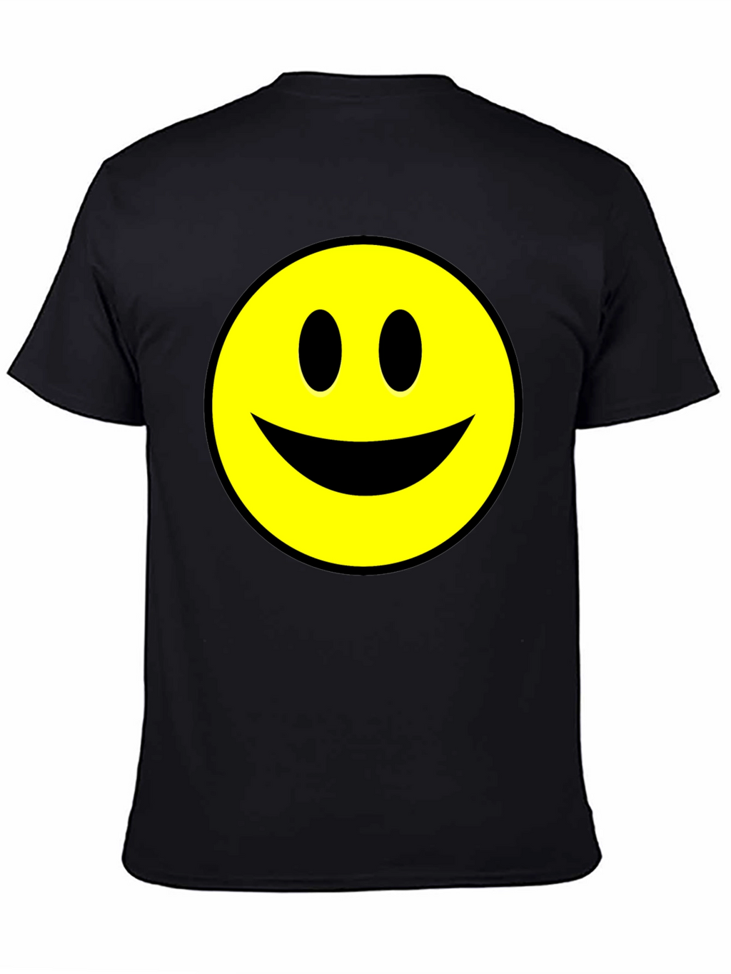 Smiley Face Graphic Tee - Black Cotton T-Shirt