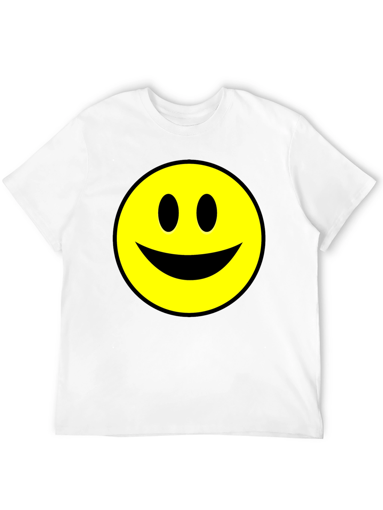 Smiley Face Graphic Tee - Black Cotton T-Shirt
