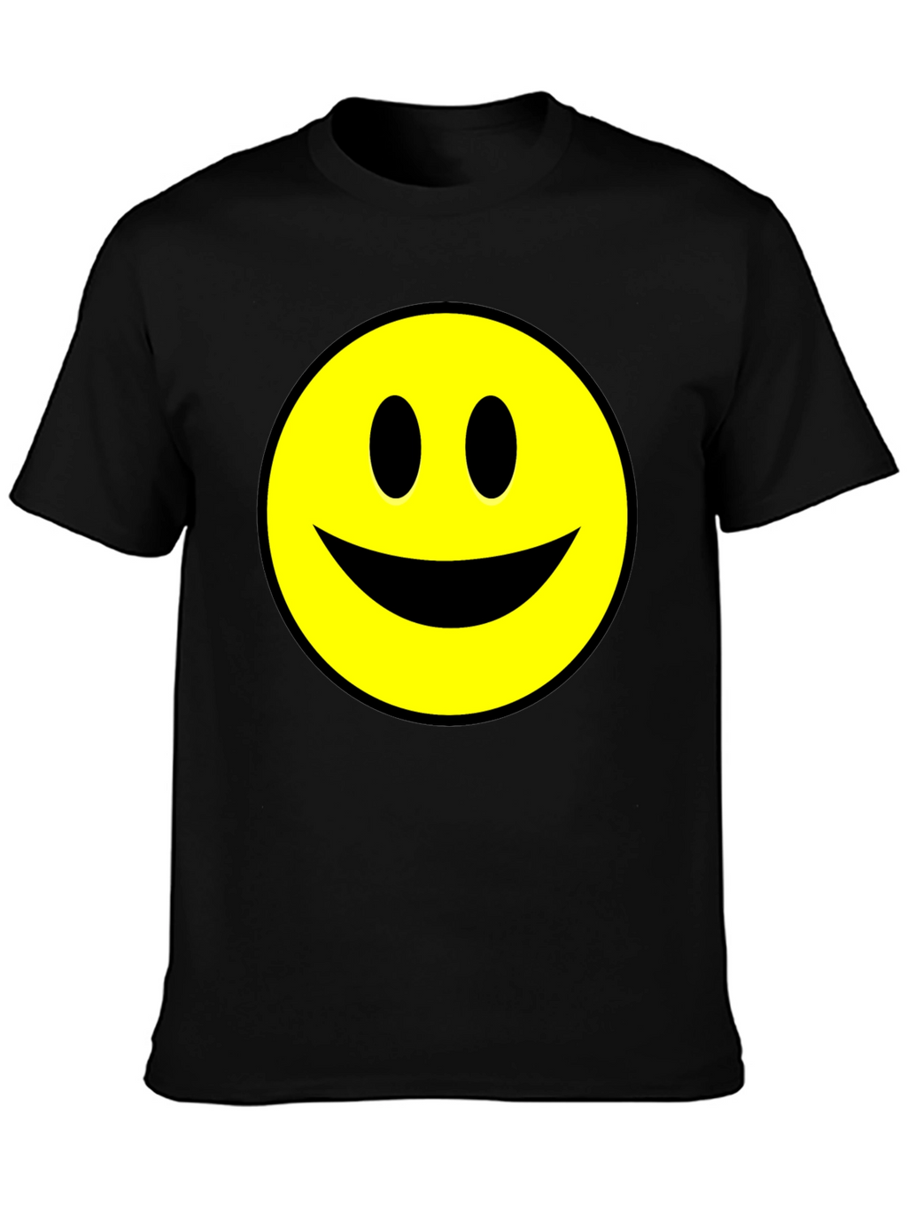 Smiley Face Graphic Tee - Black Cotton T-Shirt