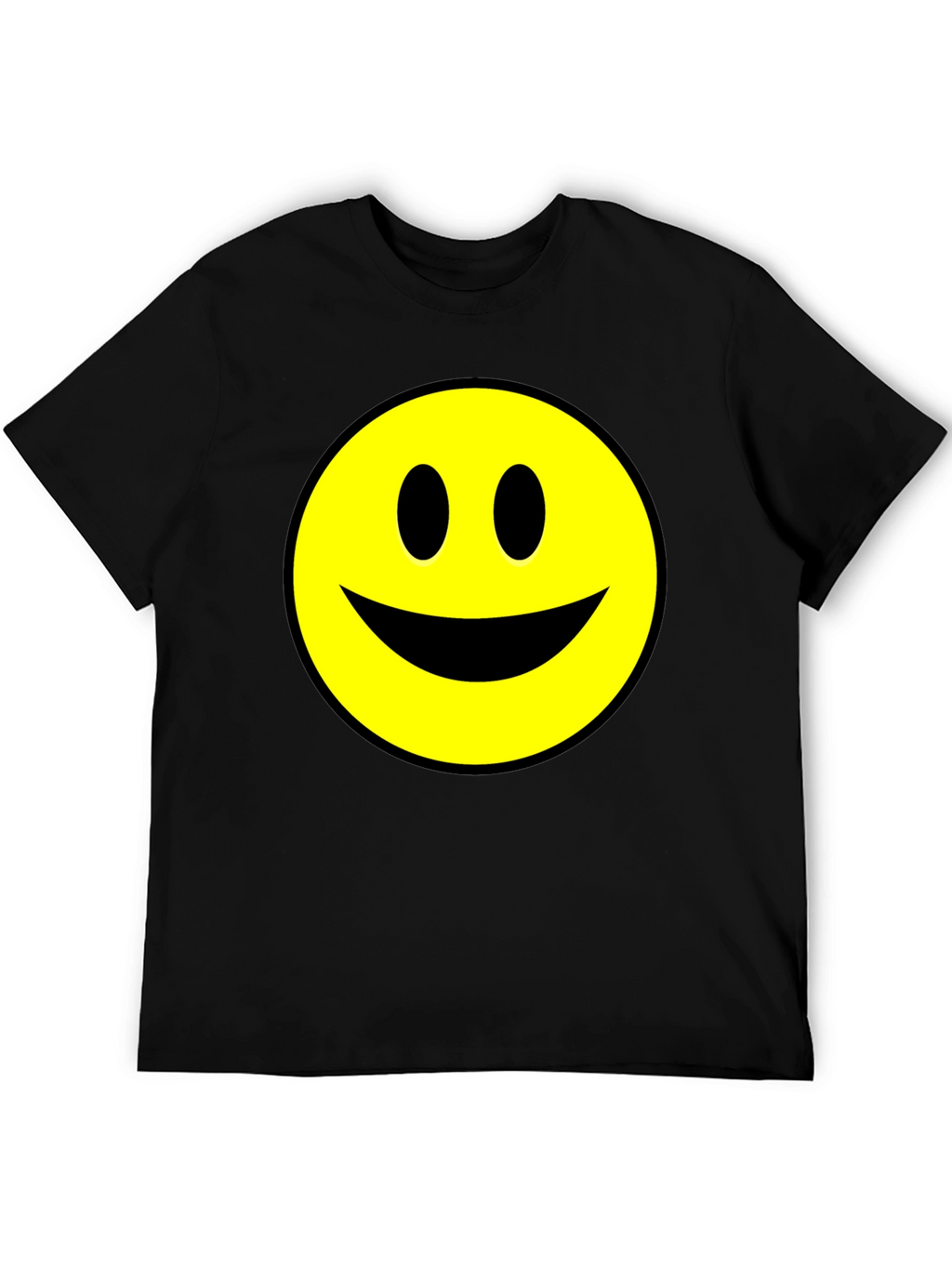 Smiley Face Graphic Tee - Black Cotton T-Shirt
