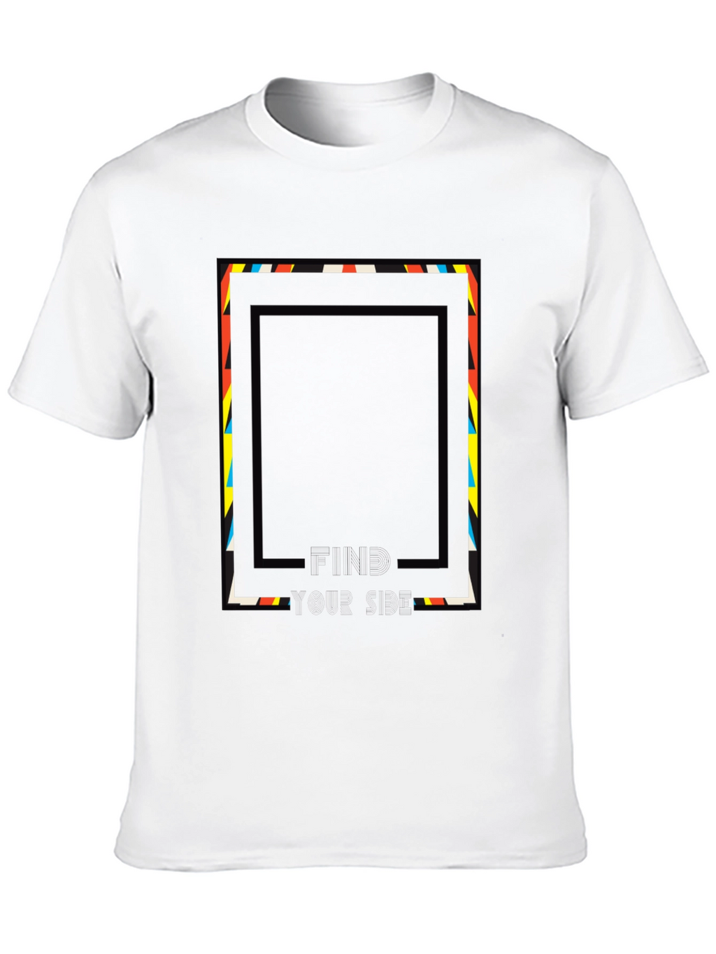 Abstract Geometric Graphic Print Tee - Black