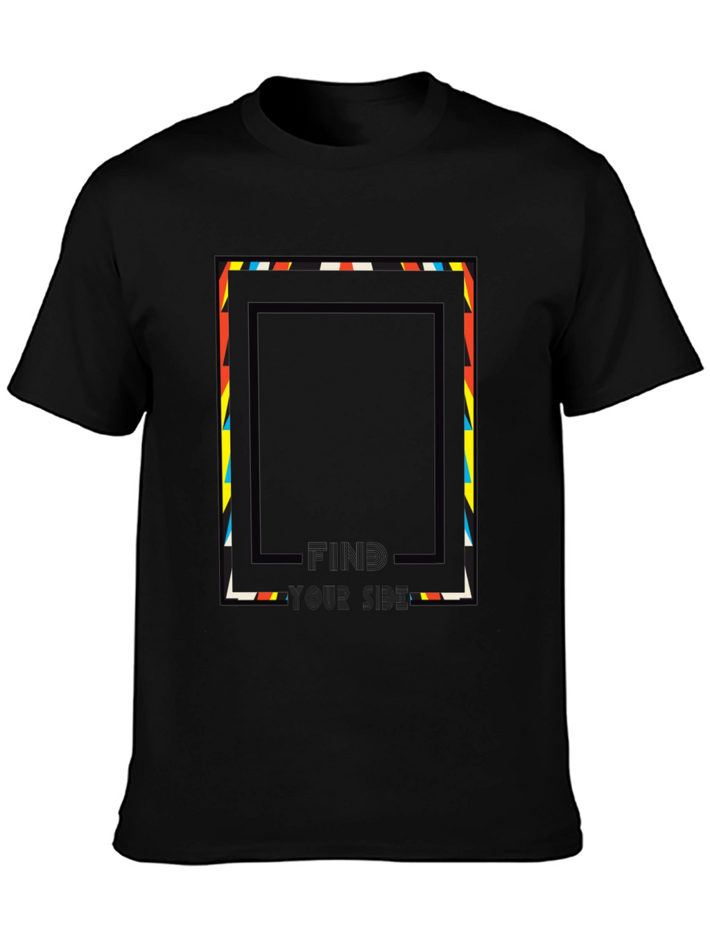 Abstract Geometric Graphic Print Tee - Black