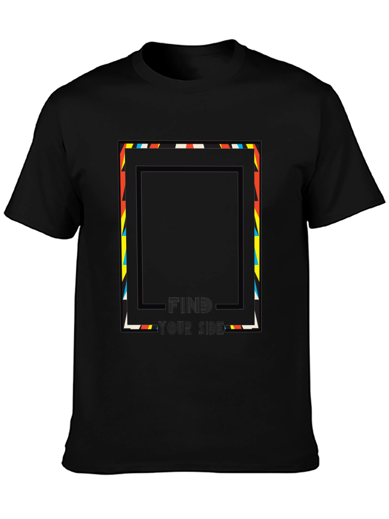 Abstract Geometric Graphic Print Tee - Black