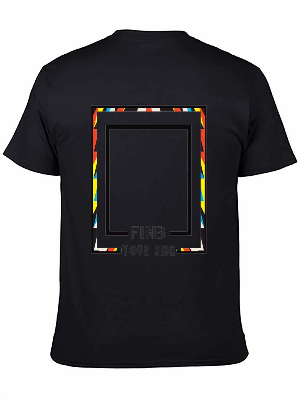 Abstract Geometric Graphic Print Tee - Black