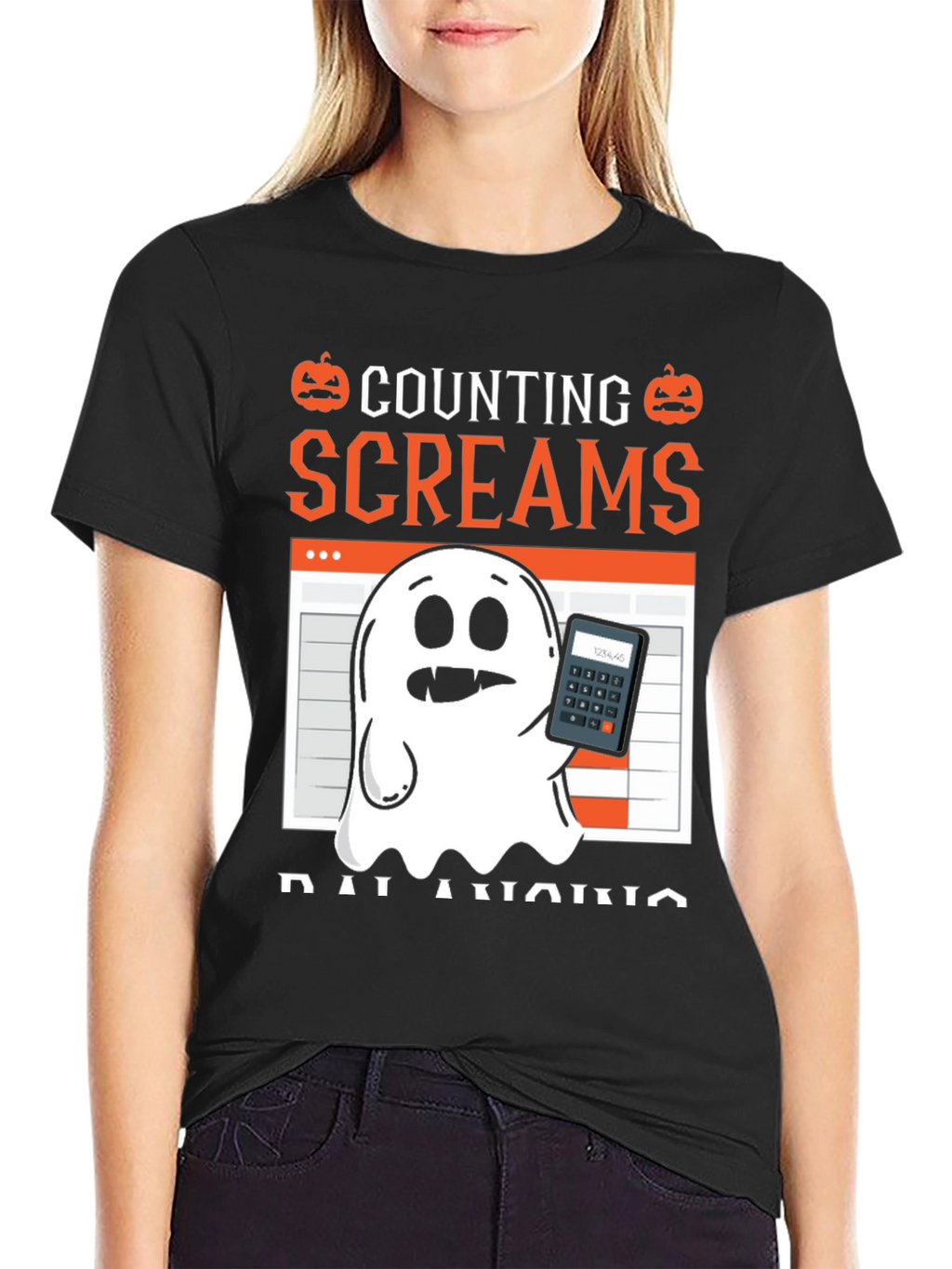 Counting Screams Balancing Halloween Accountant T-Shirt