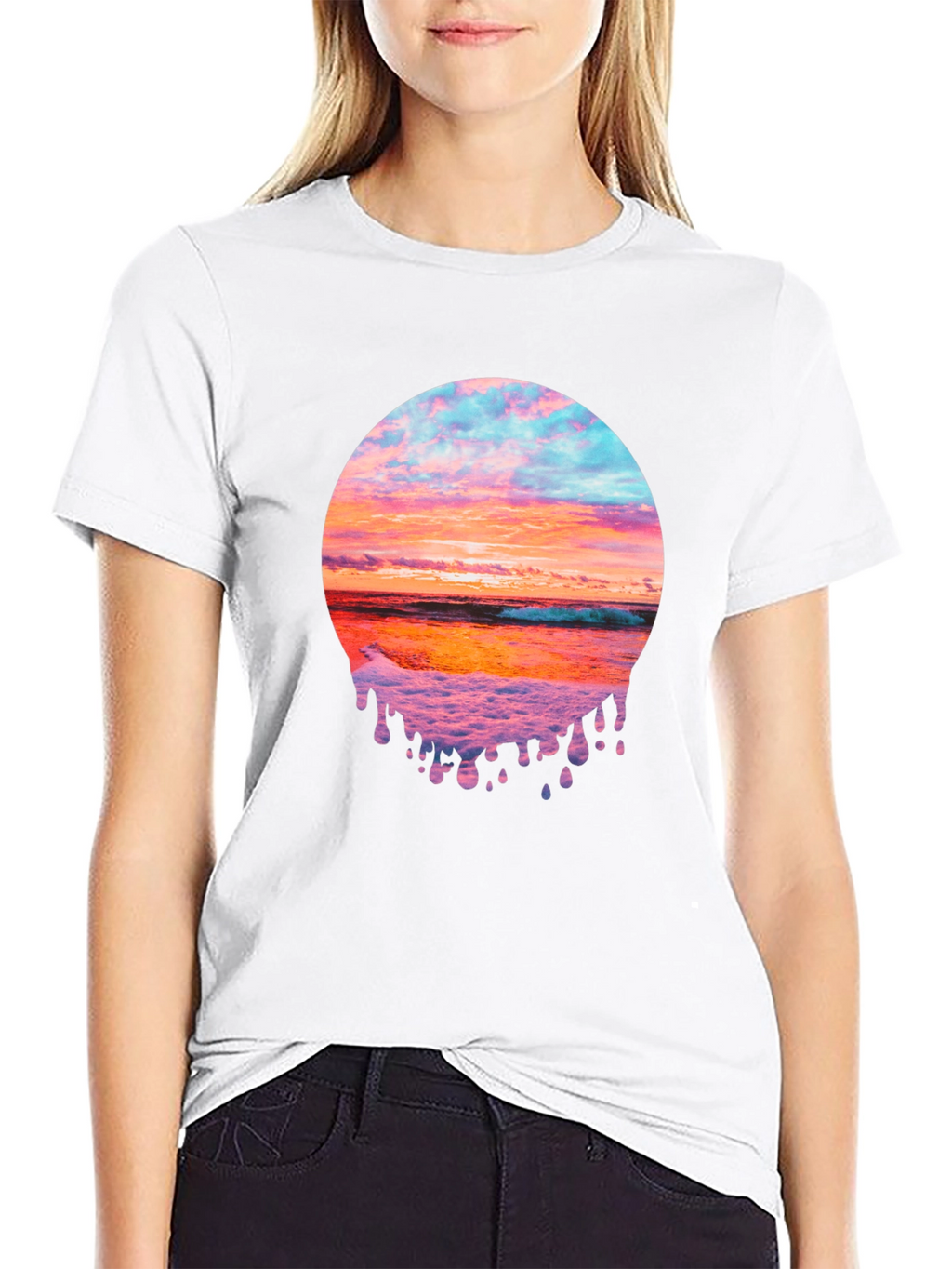 Sunset Beach Graphic Tee - Black